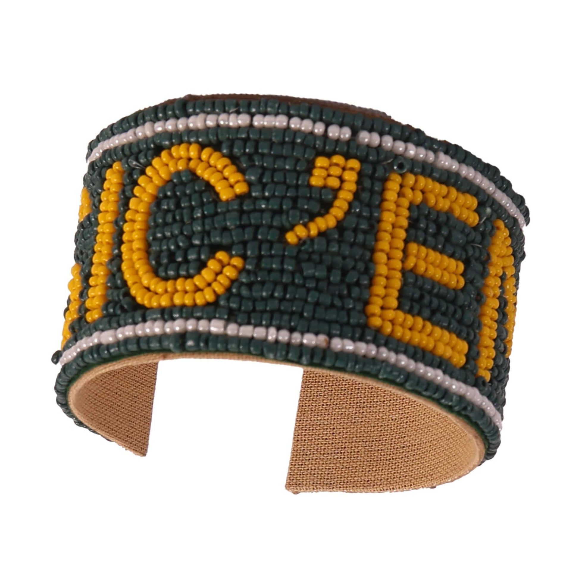 Desden Beaded Cuff Baylor Sic 'em Bears Beaded Cuff in Green and Gold by Desden