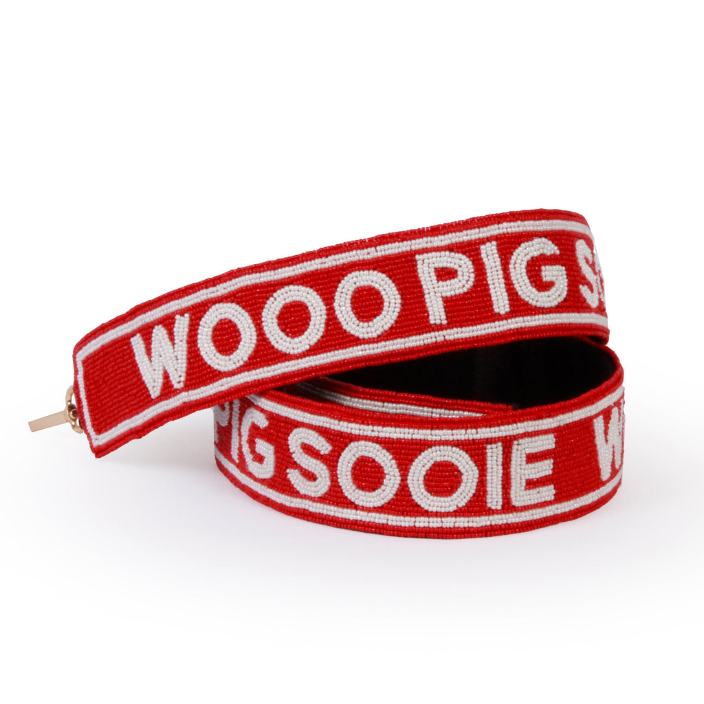 Arkansas Razorbacks Sooie Pig Beaded Purse Strap in Red and