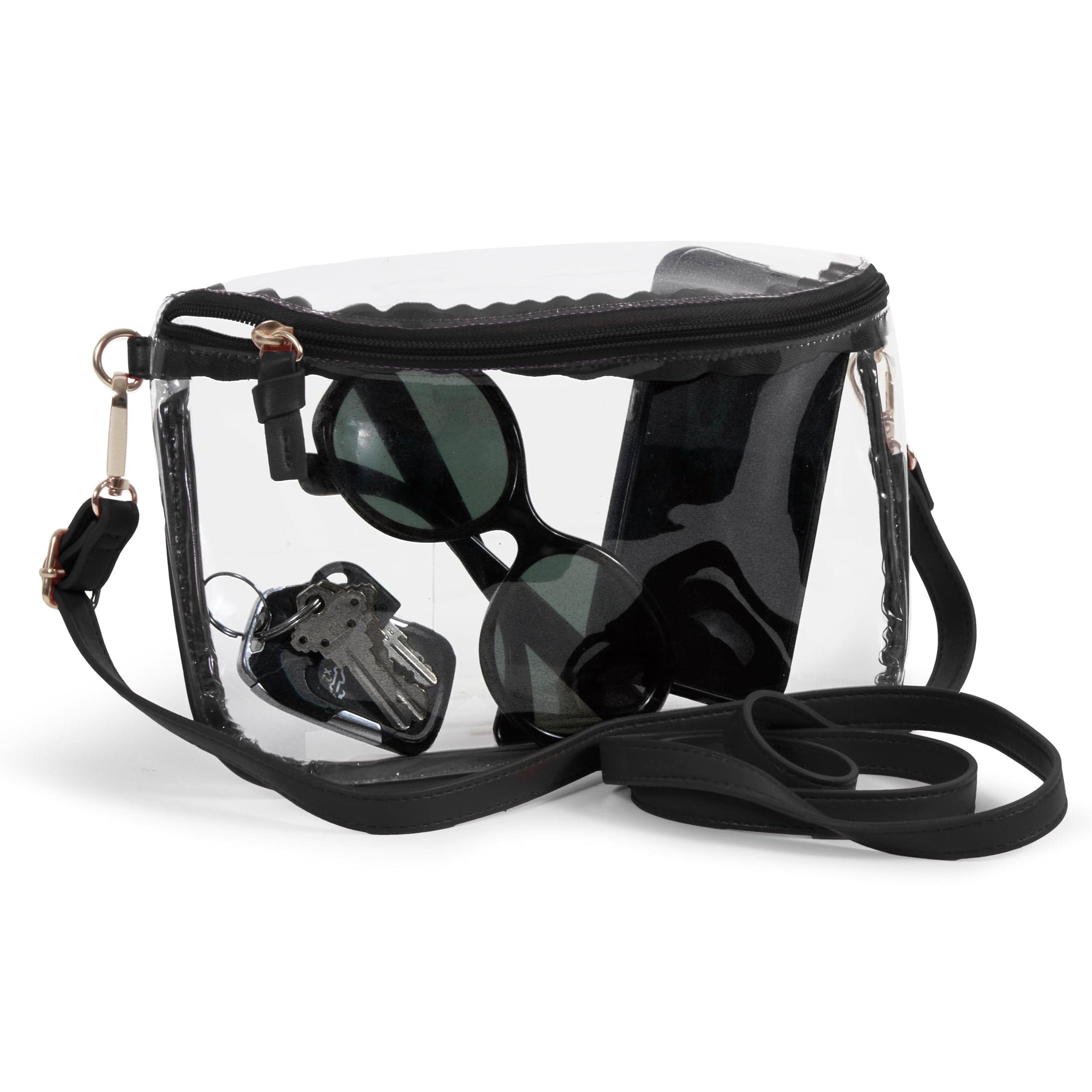 Desden Purse Black Trimmed Clear Sling Purse by Desden