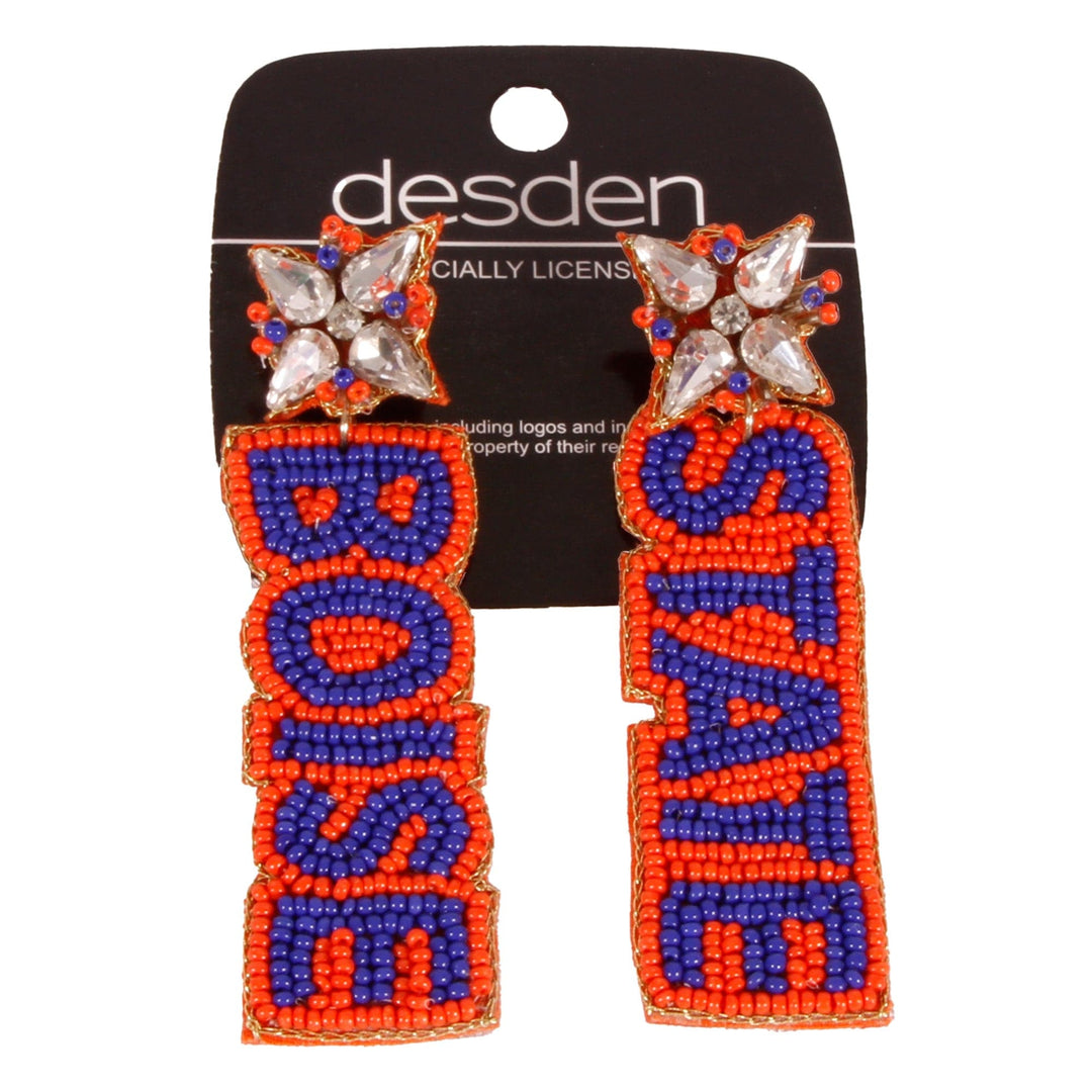 Desden Beaded Earings Boise State Beaded Earrings in Royal and Orange by Desden