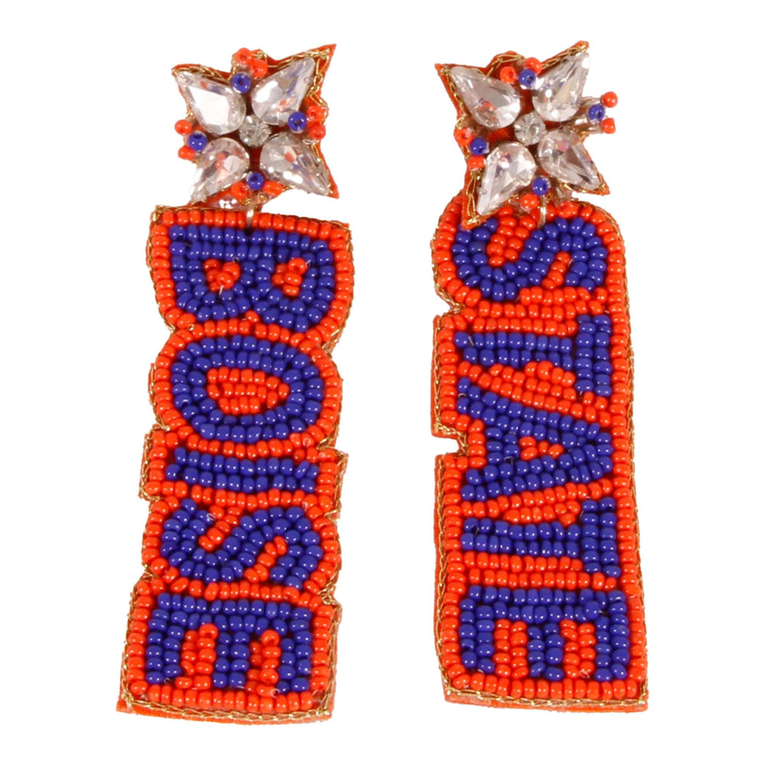 Desden Beaded Earings Boise State Beaded Earrings in Royal and Orange by Desden