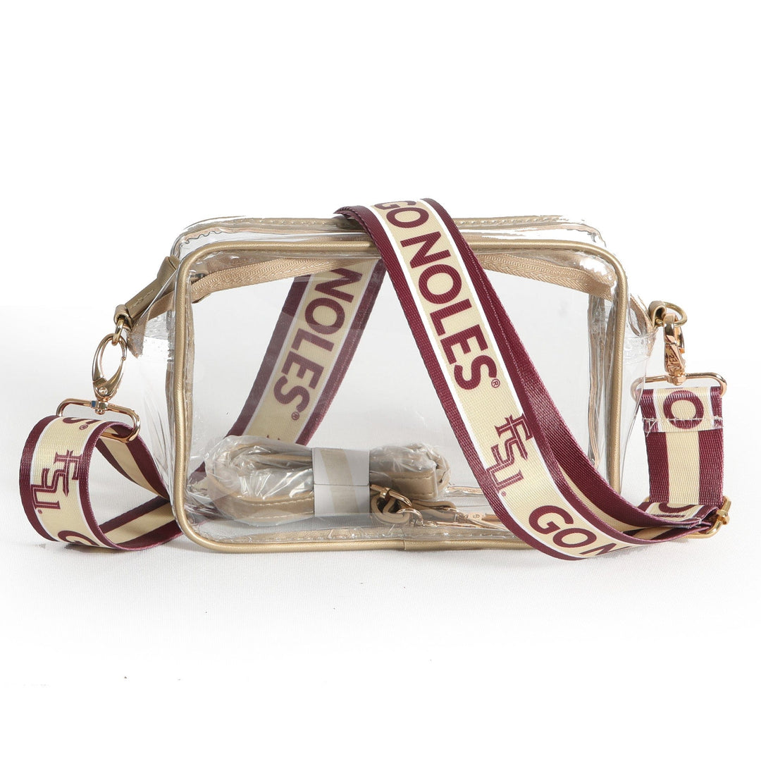 Desden Purse Bridget Clear Purse with Patterned Shoulder Straps - Florida State