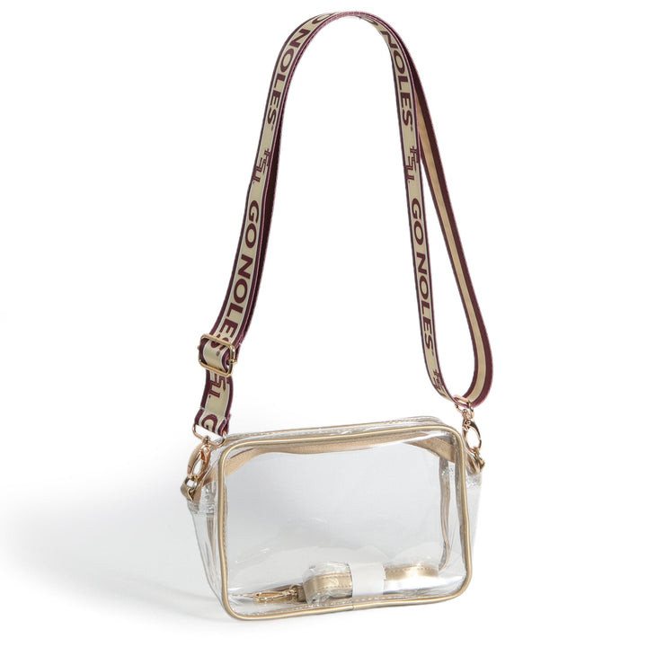 Desden Purse Bridget Clear Purse with Patterned Shoulder Straps - Florida State
