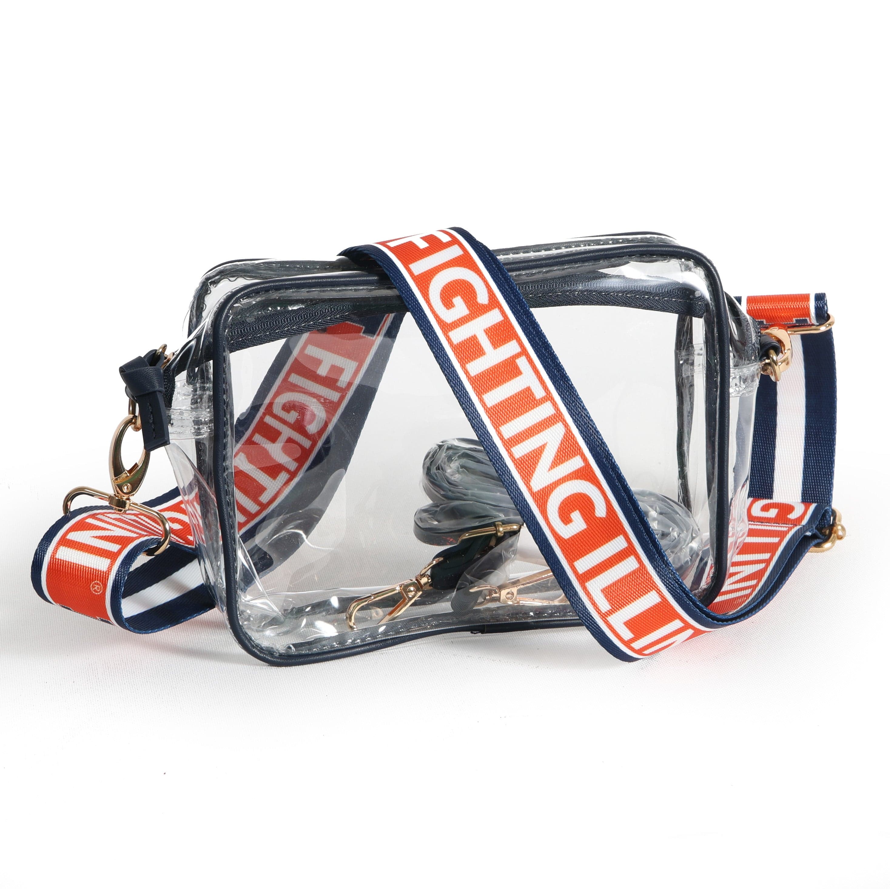 Desden Purse Bridget Clear Purse with Patterned Shoulder Straps - Illinois