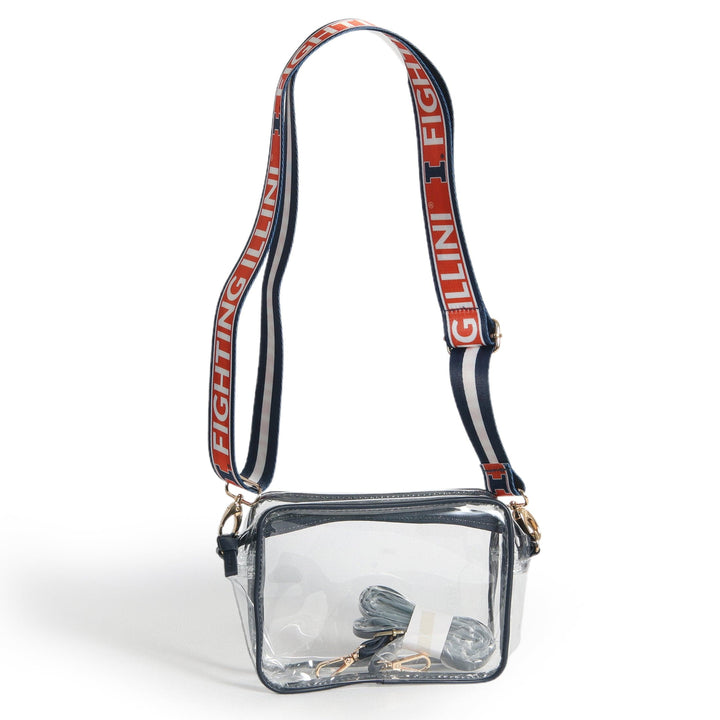 Desden Purse Bridget Clear Purse with Patterned Shoulder Straps - Illinois