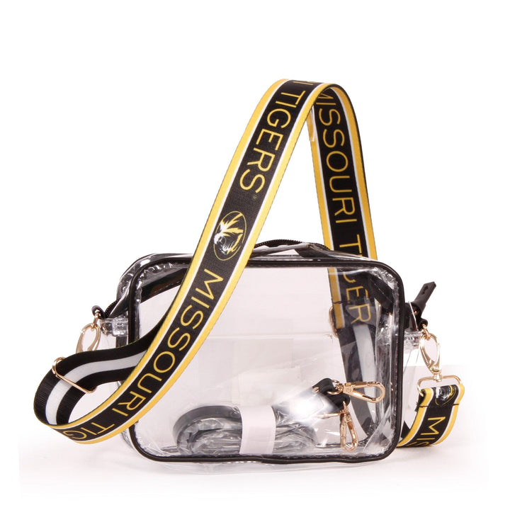 Desden Purse Bridget Clear Purse with Patterned Shoulder Straps - Missouri Tigers