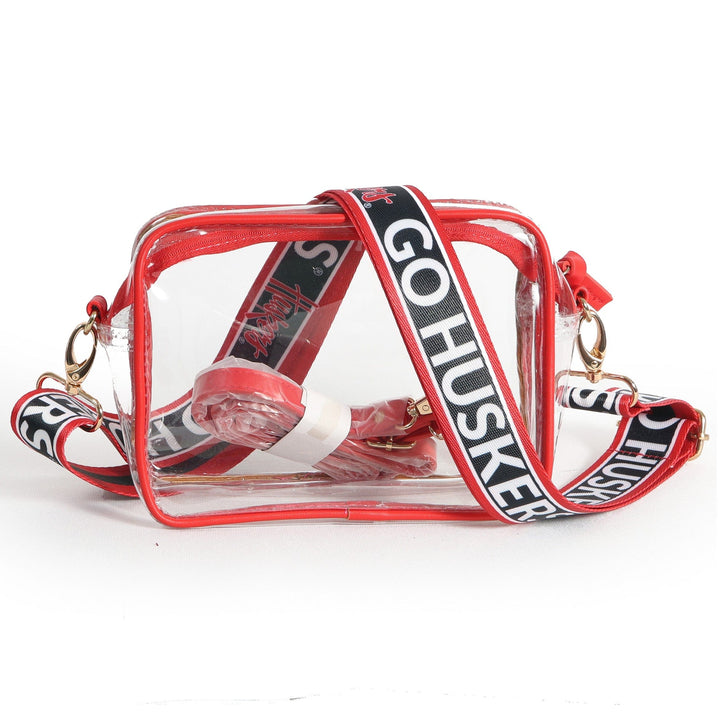 Desden Purse Bridget Clear Purse with Patterned Shoulder Straps - Nebraska