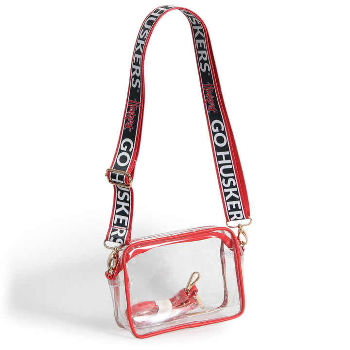 Desden Purse Bridget Clear Purse with Patterned Shoulder Straps - Nebraska