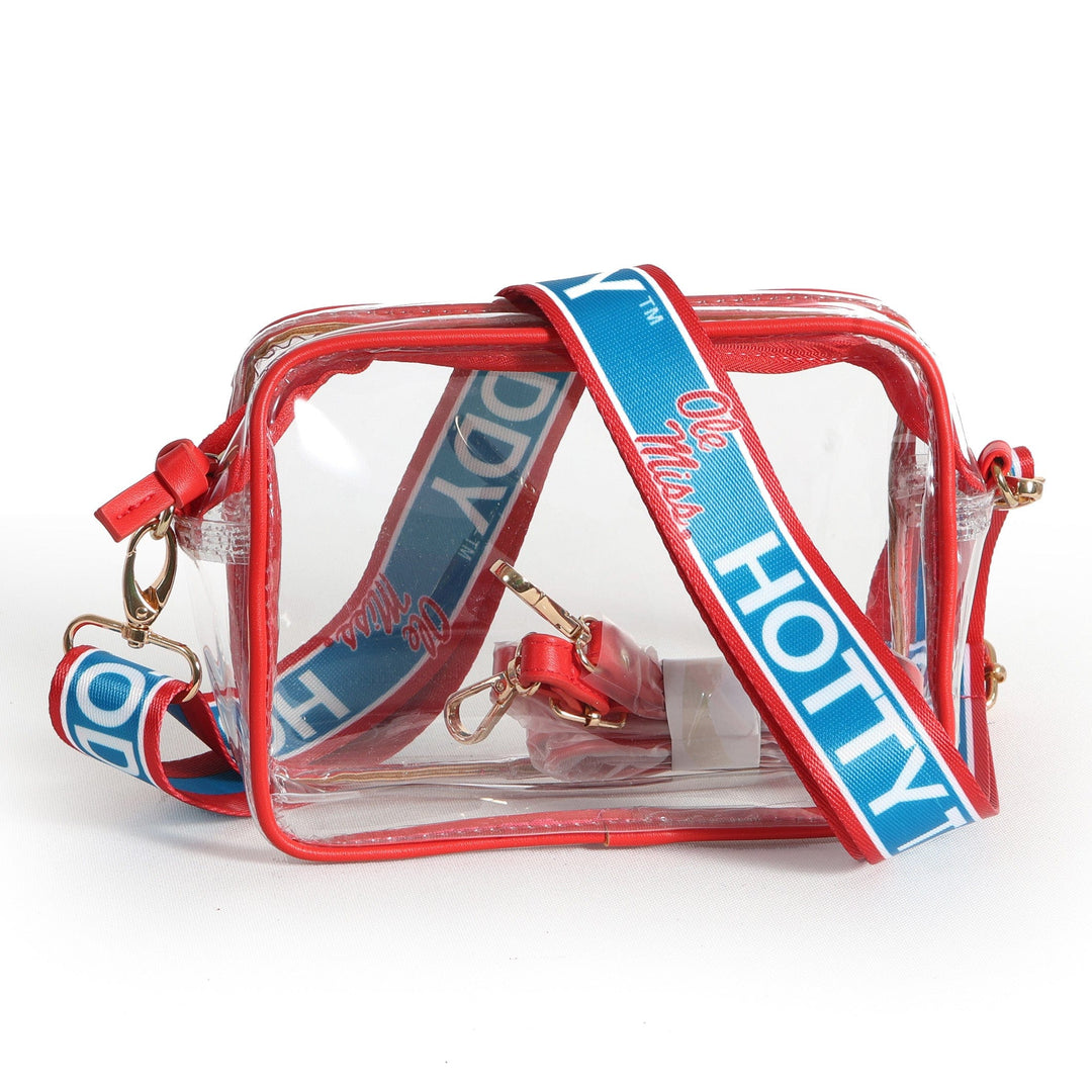 Desden Purse Bridget Clear Purse with Patterned Shoulder Straps - Ole Miss