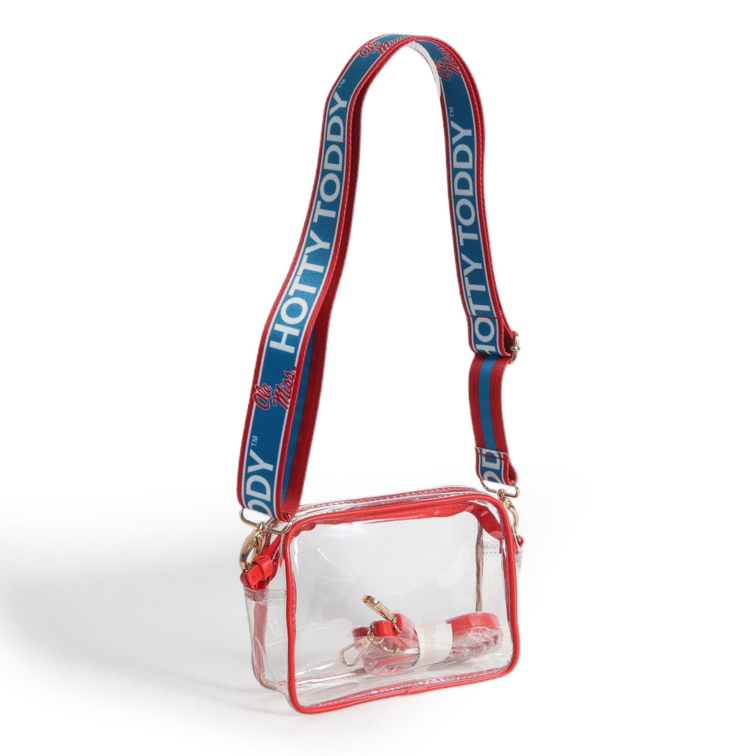 Desden Purse Bridget Clear Purse with Patterned Shoulder Straps - Ole Miss