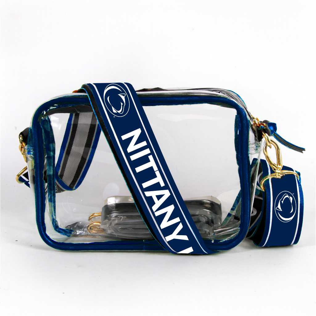 Desden Purse Bridget Clear Purse with Patterned Shoulder Straps - Penn State Nittany Lions