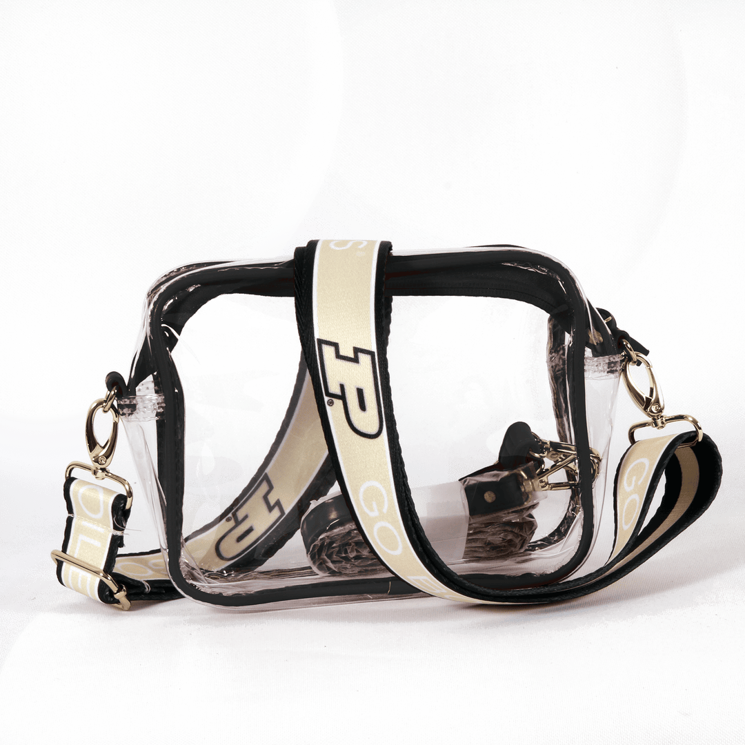 Clear Purse with Patterned Straps Purdue University