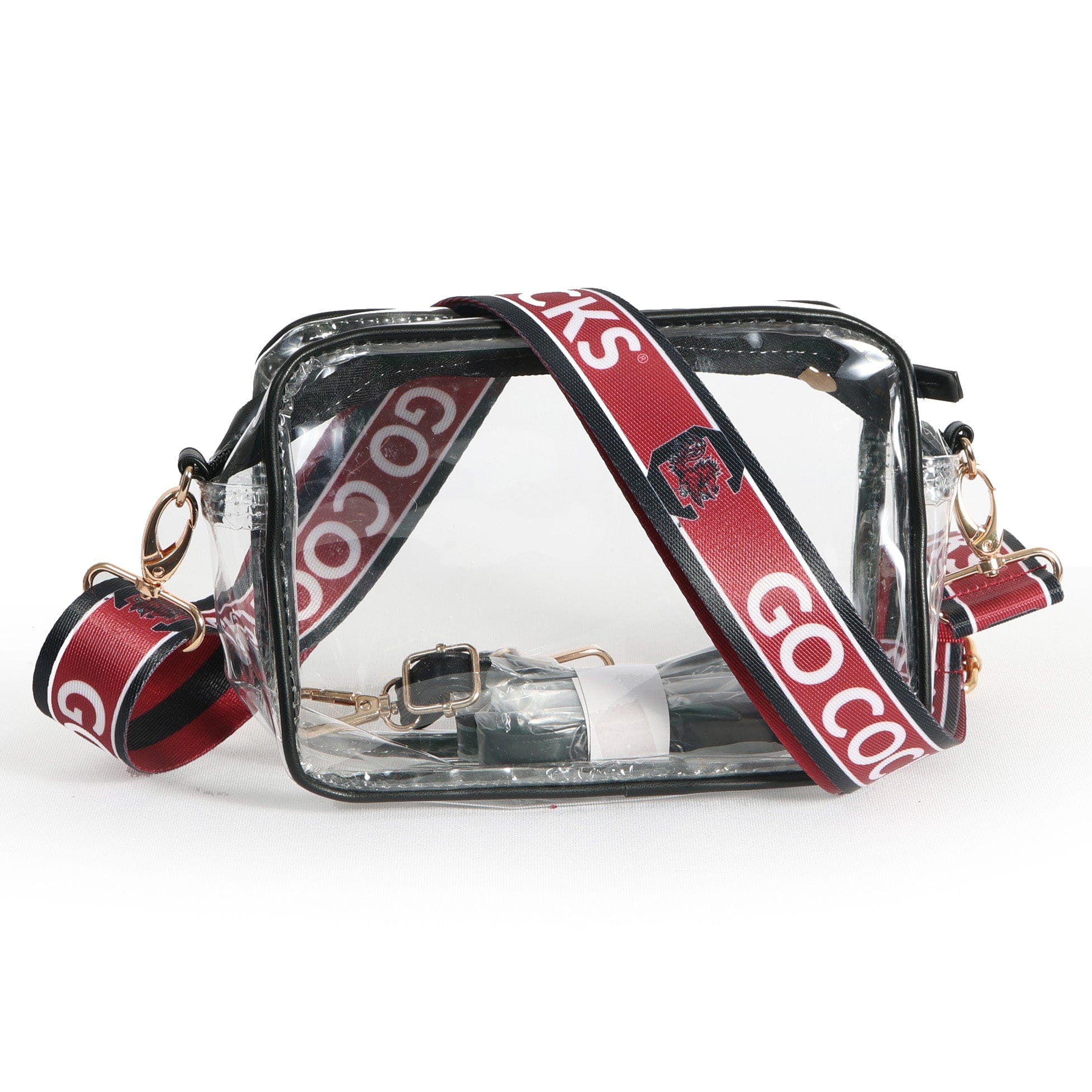 Desden Purse Bridget Clear Purse with Patterned Shoulder Straps - South Carolina