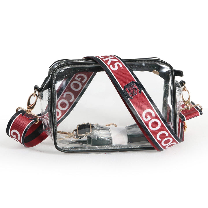 Desden Purse Bridget Clear Purse with Patterned Shoulder Straps - South Carolina