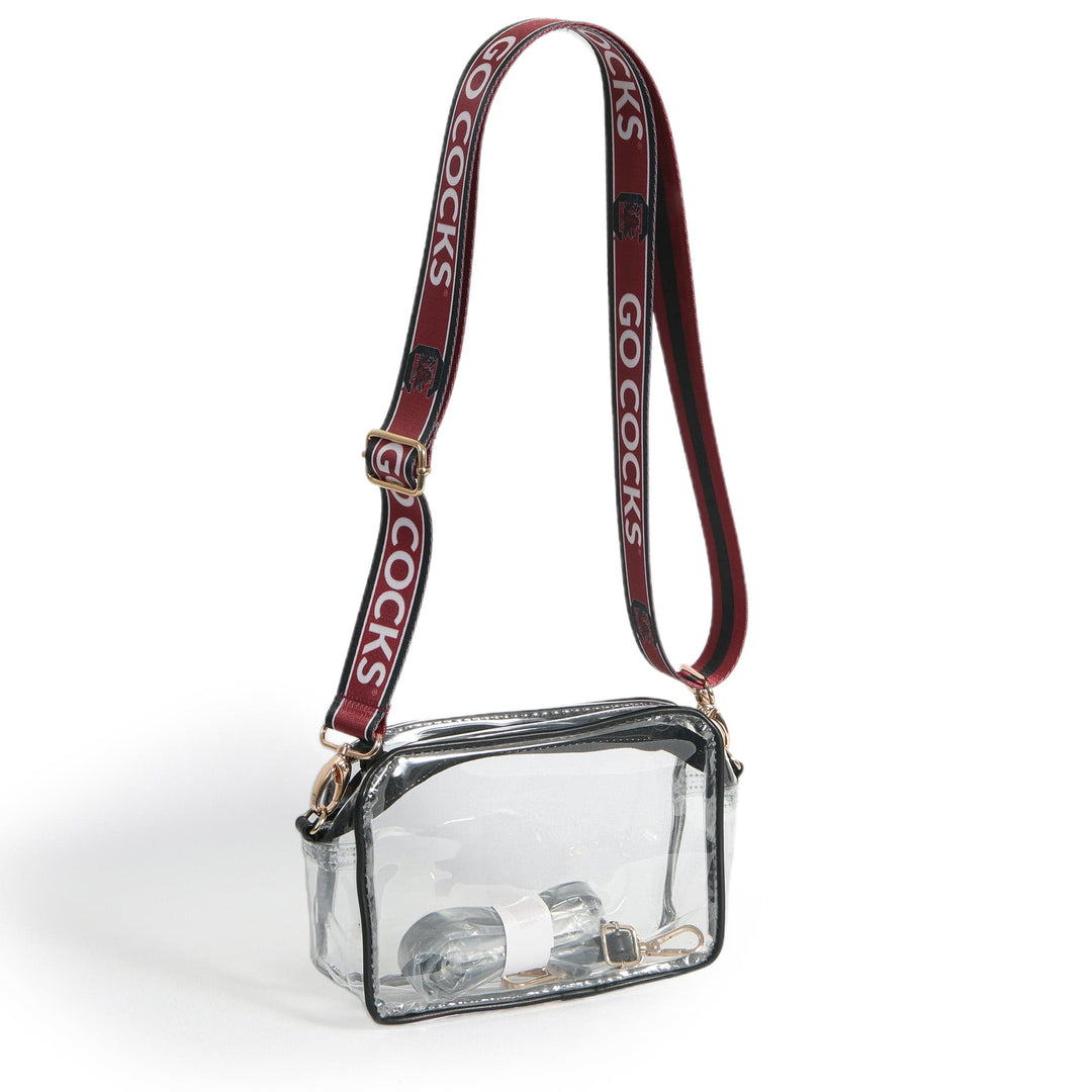 Desden Purse Bridget Clear Purse with Patterned Shoulder Straps - South Carolina