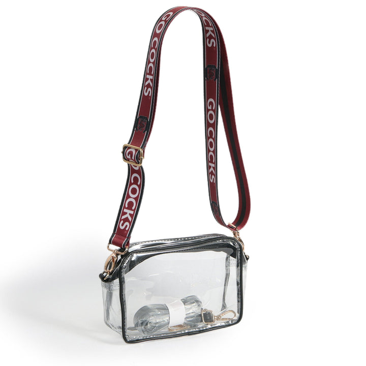 Desden Purse Bridget Clear Purse with Patterned Shoulder Straps - South Carolina