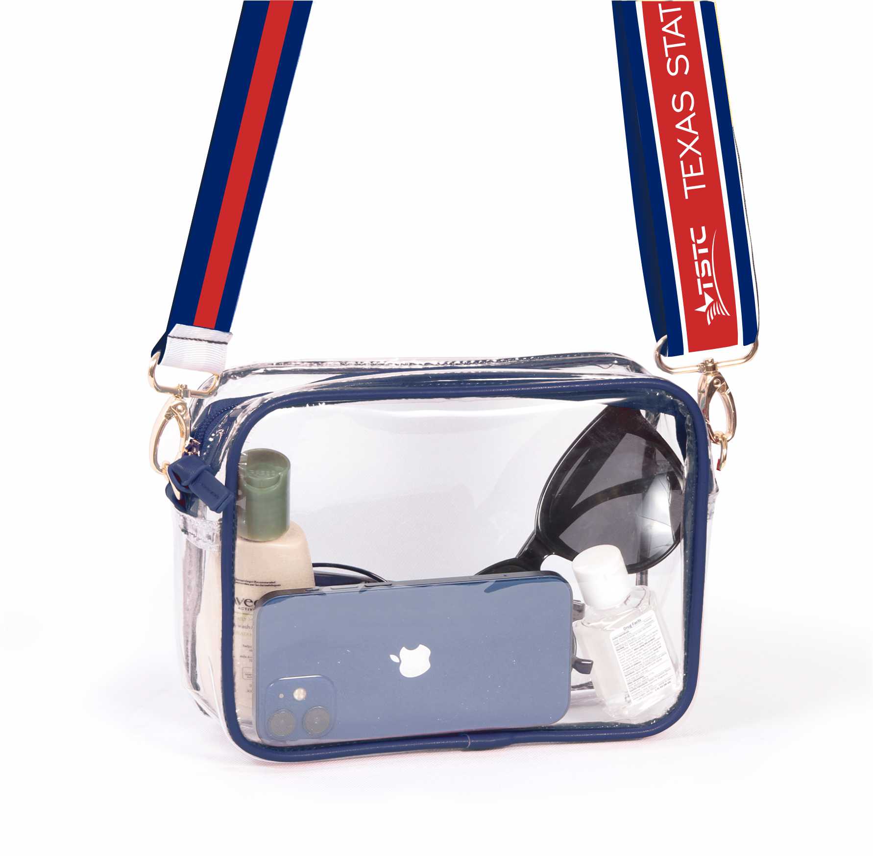 Desden Purse Bridget Clear Purse with Patterned Shoulder Straps - Texas State Tech