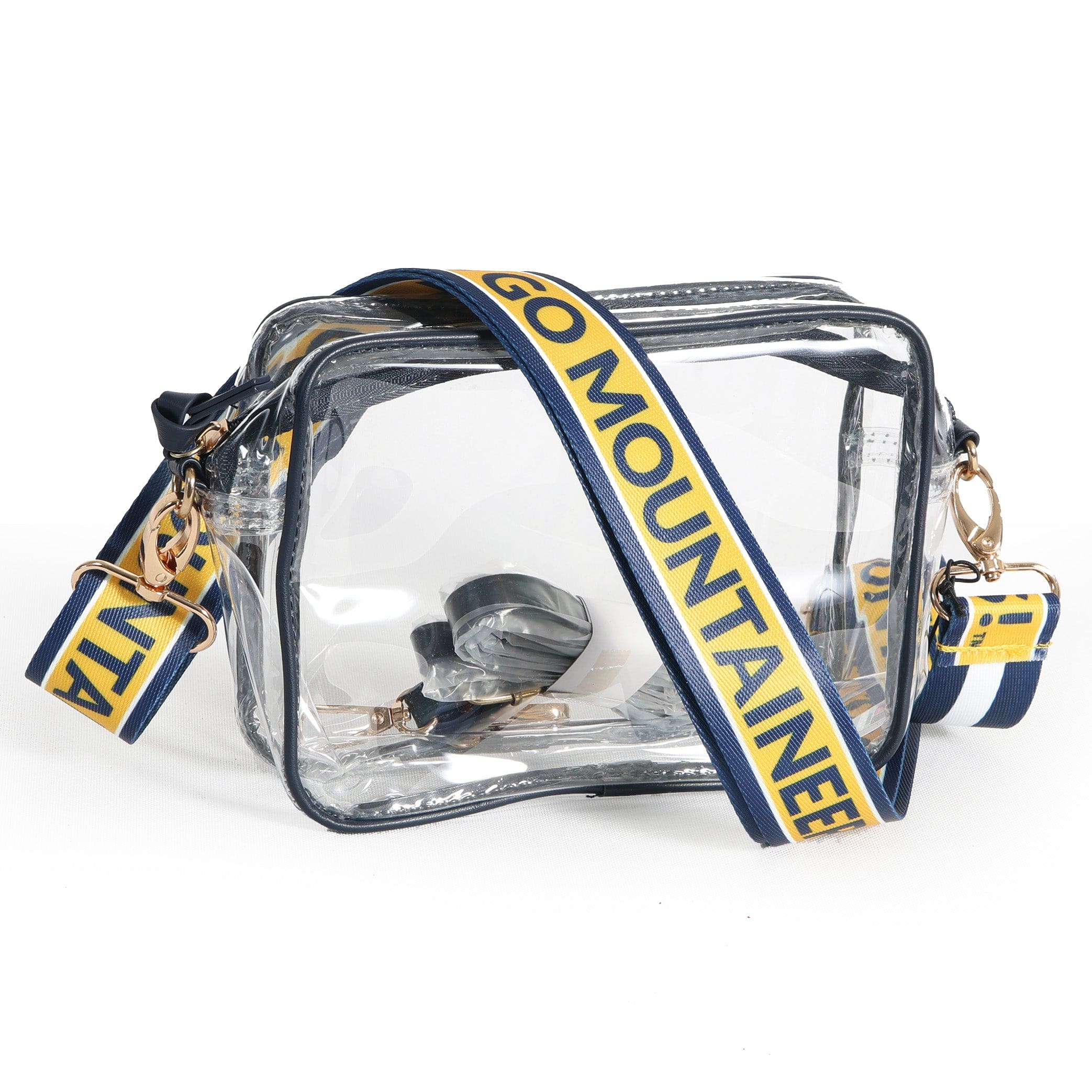 Desden Purse Bridget Clear Purse with Patterned Shoulder Straps - West Virginia