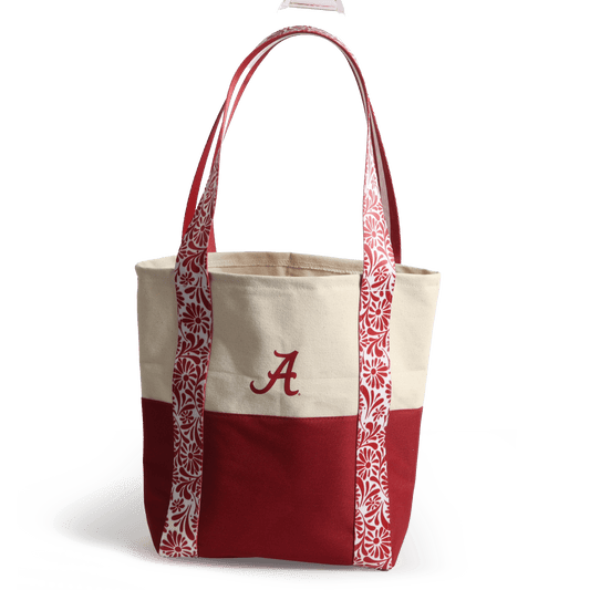 Desden Tote Bag Canvas Mini Tote with Floral Straps – Alabama Crimson Tide