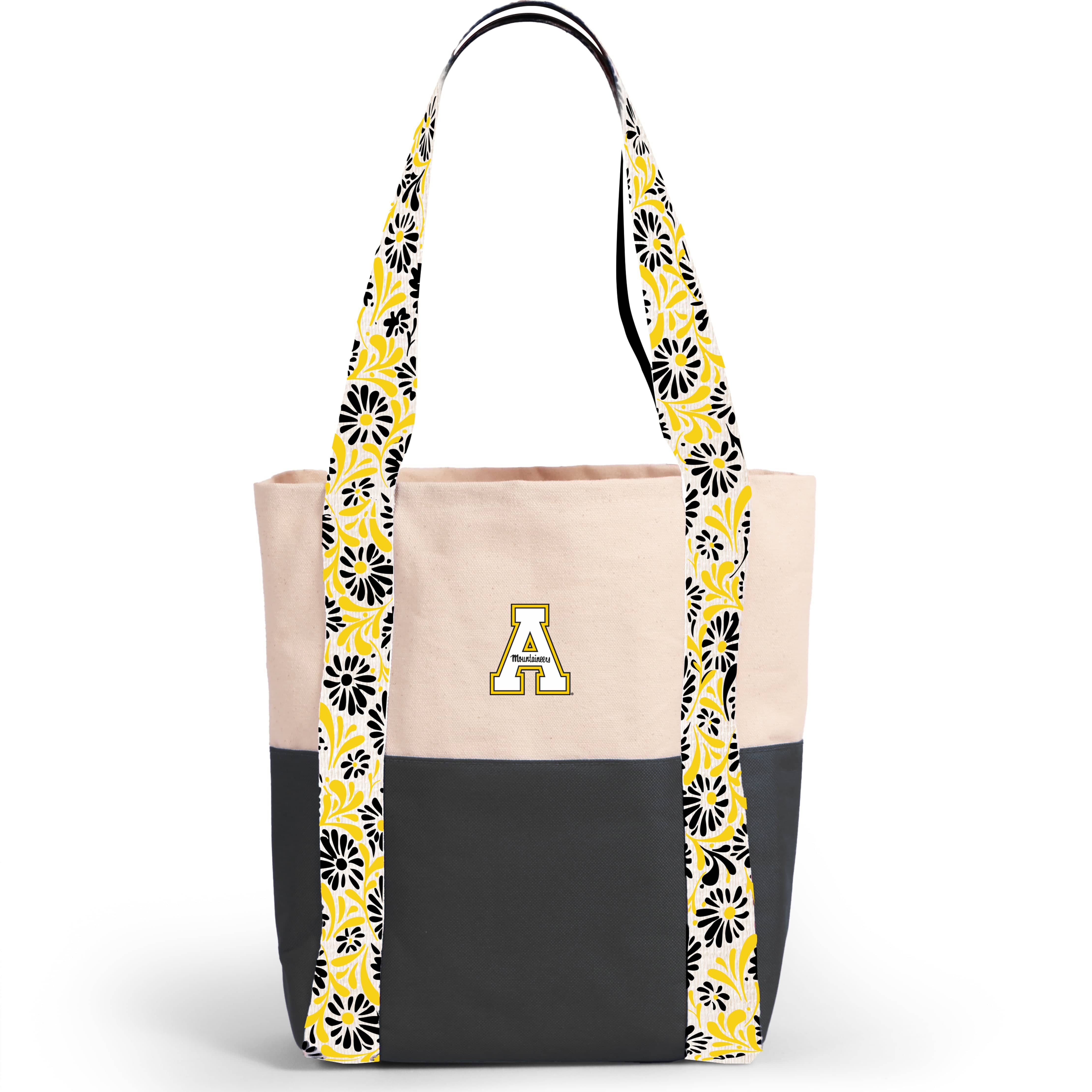 Desden Tote Bag Canvas Mini Tote with Floral Straps – Appalachian State Mountaineers