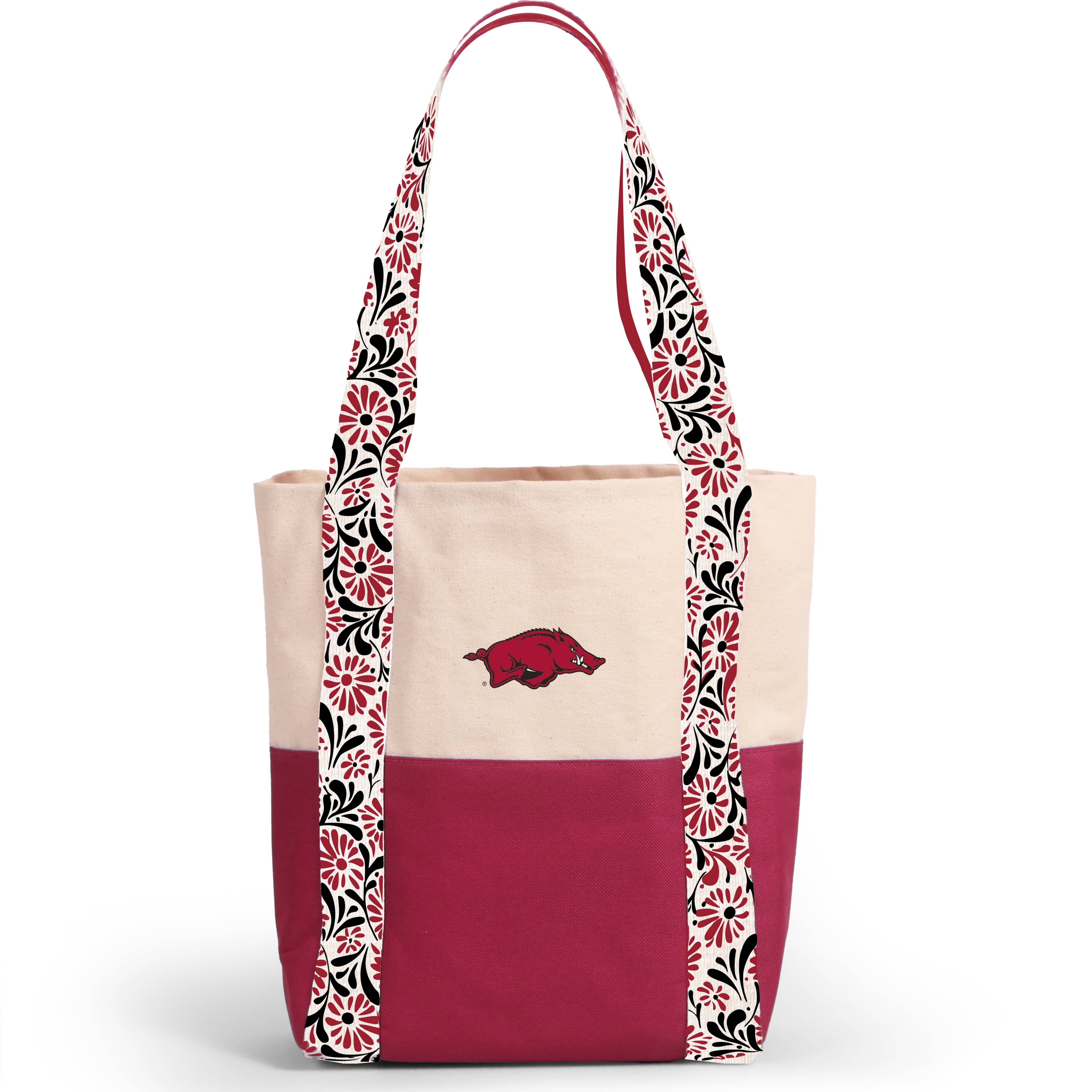 Desden Tote Bag Canvas Mini Tote with Floral Straps – Arkansas Razorbacks