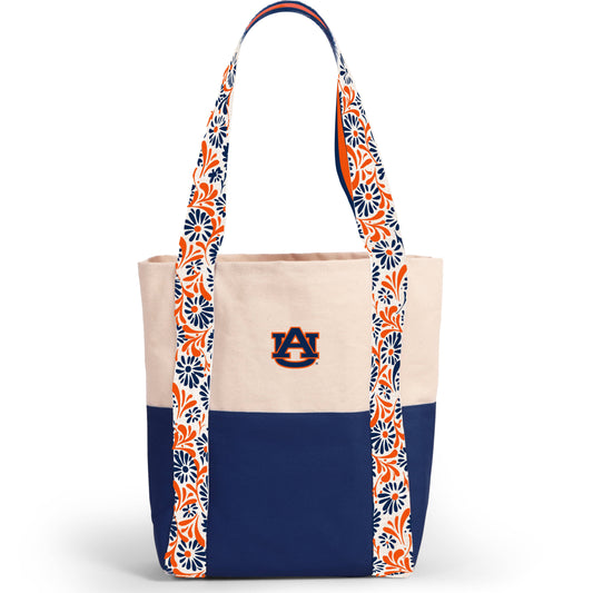 Desden Tote Bag Canvas Mini Tote with Floral Straps – Auburn Tigers