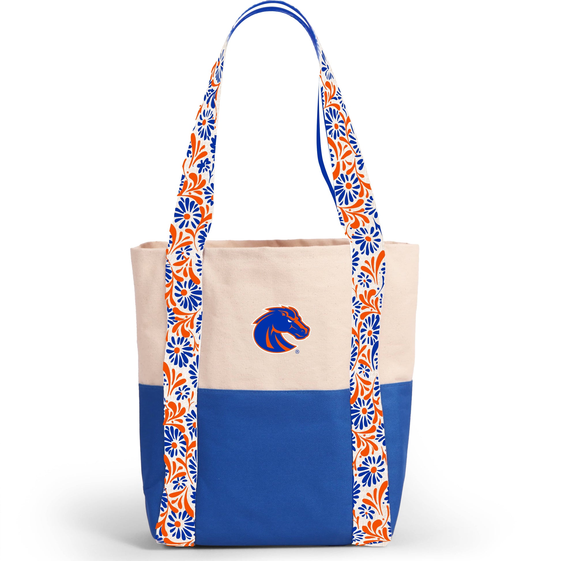 Desden Tote Bag Canvas Mini Tote with Floral Straps – Boise State Broncos
