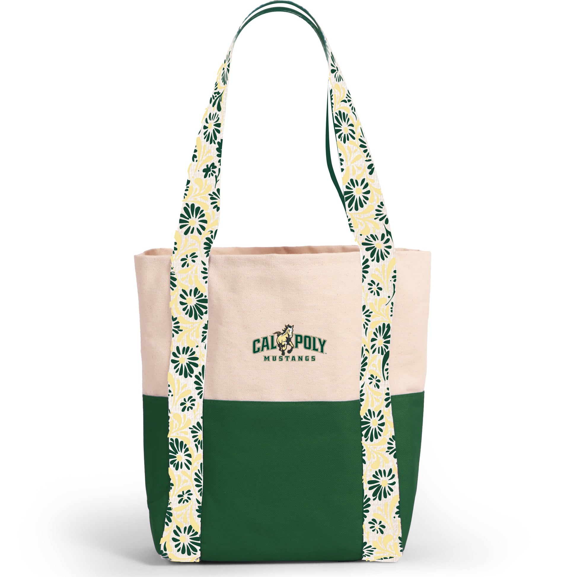 Desden Tote Bag Canvas Mini Tote with Floral Straps – Cal Poly Mustangs