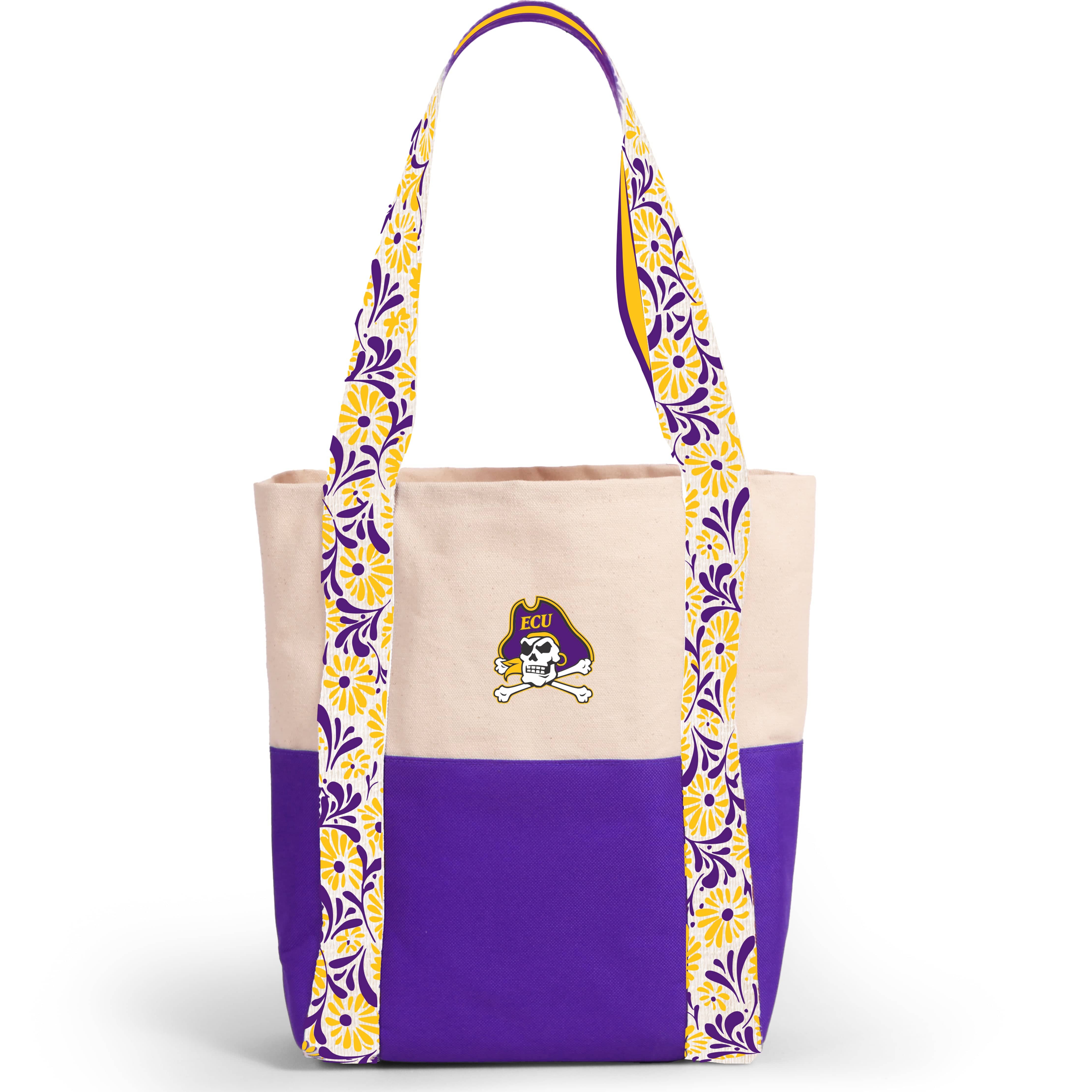 Desden Tote Bag Canvas Mini Tote with Floral Straps – ECU Pirates