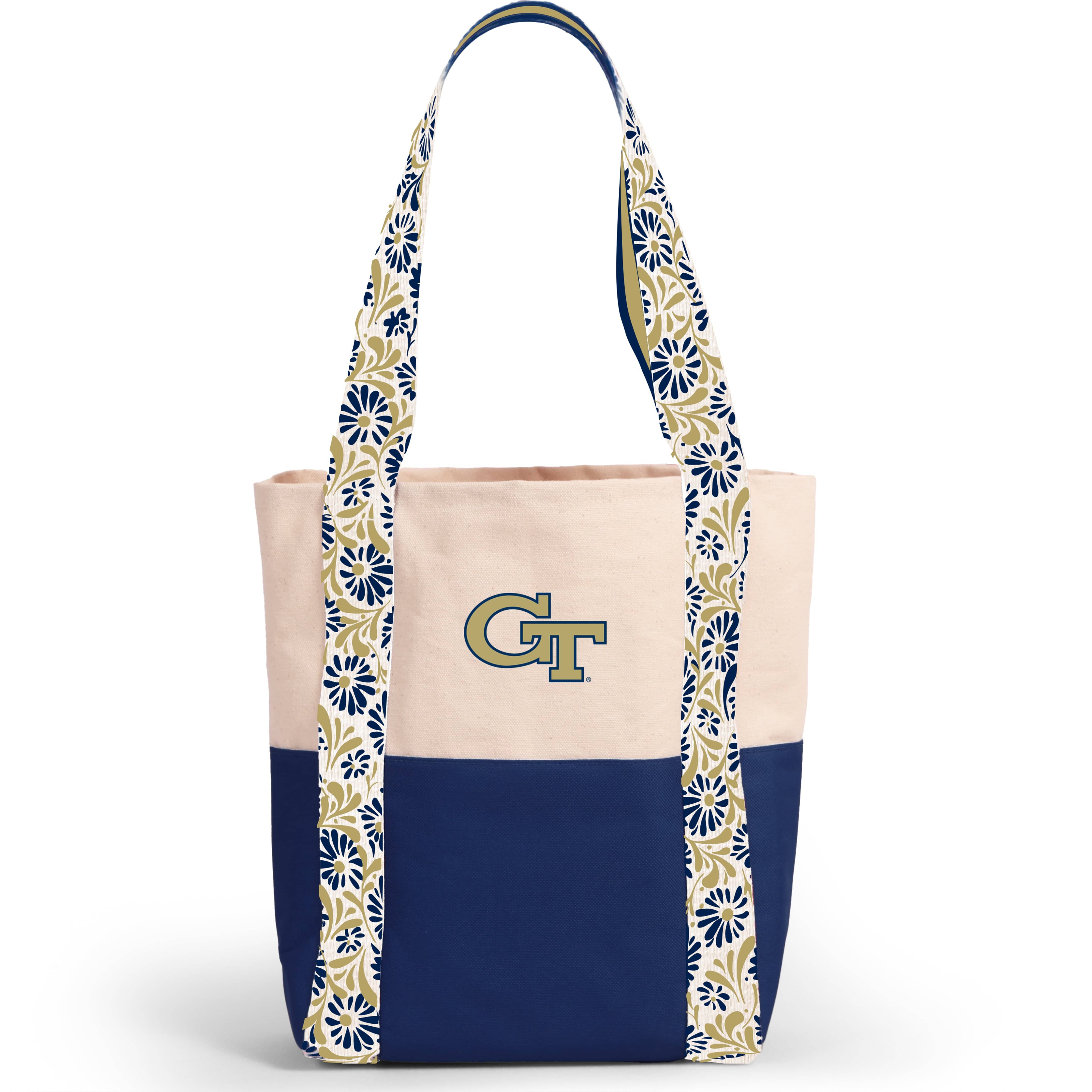 Desden Tote Bag Canvas Mini Tote with Floral Straps – Georgia Tech Yellow Jackets