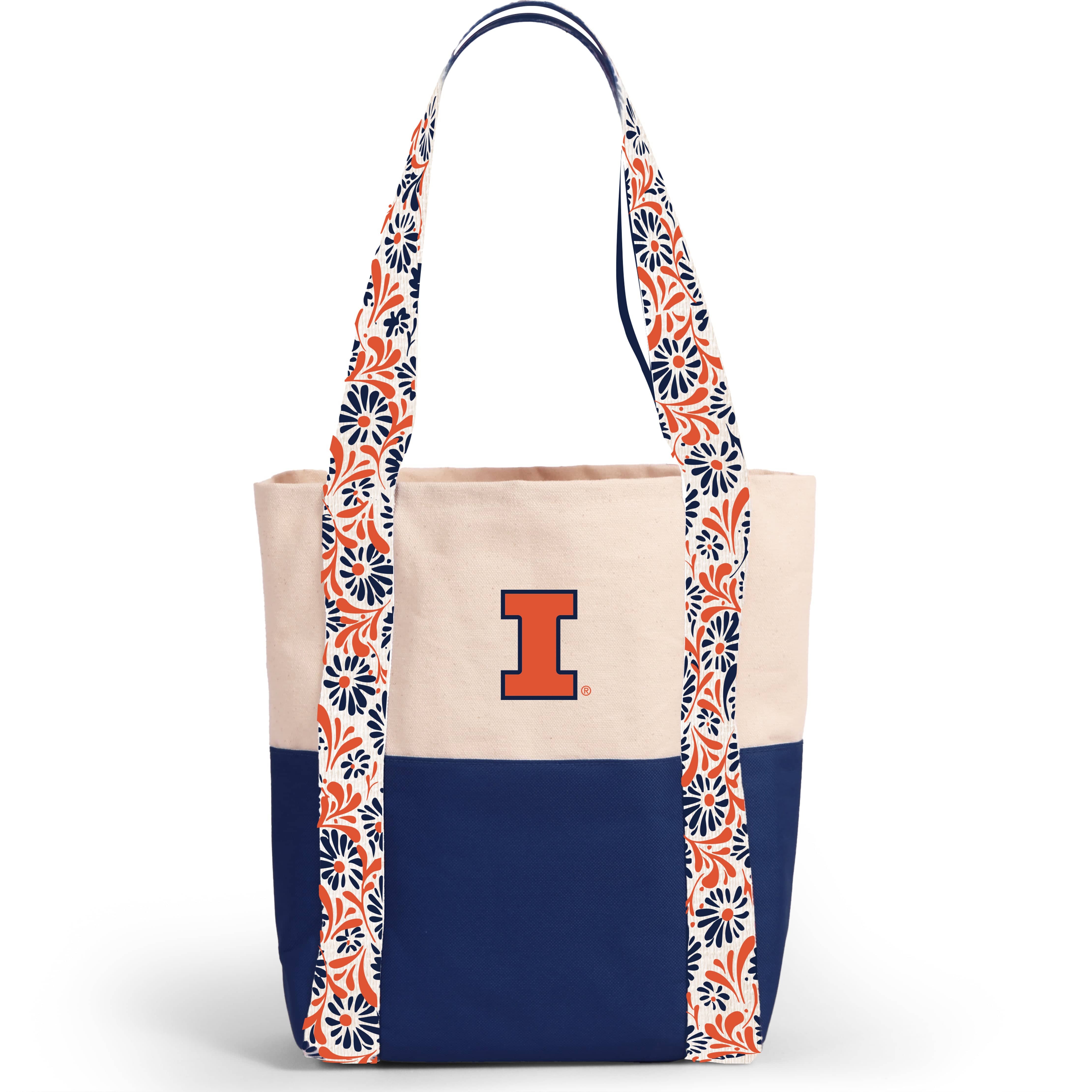 Desden Tote Bag Canvas Mini Tote with Floral Straps – Illinois Fighting Illini