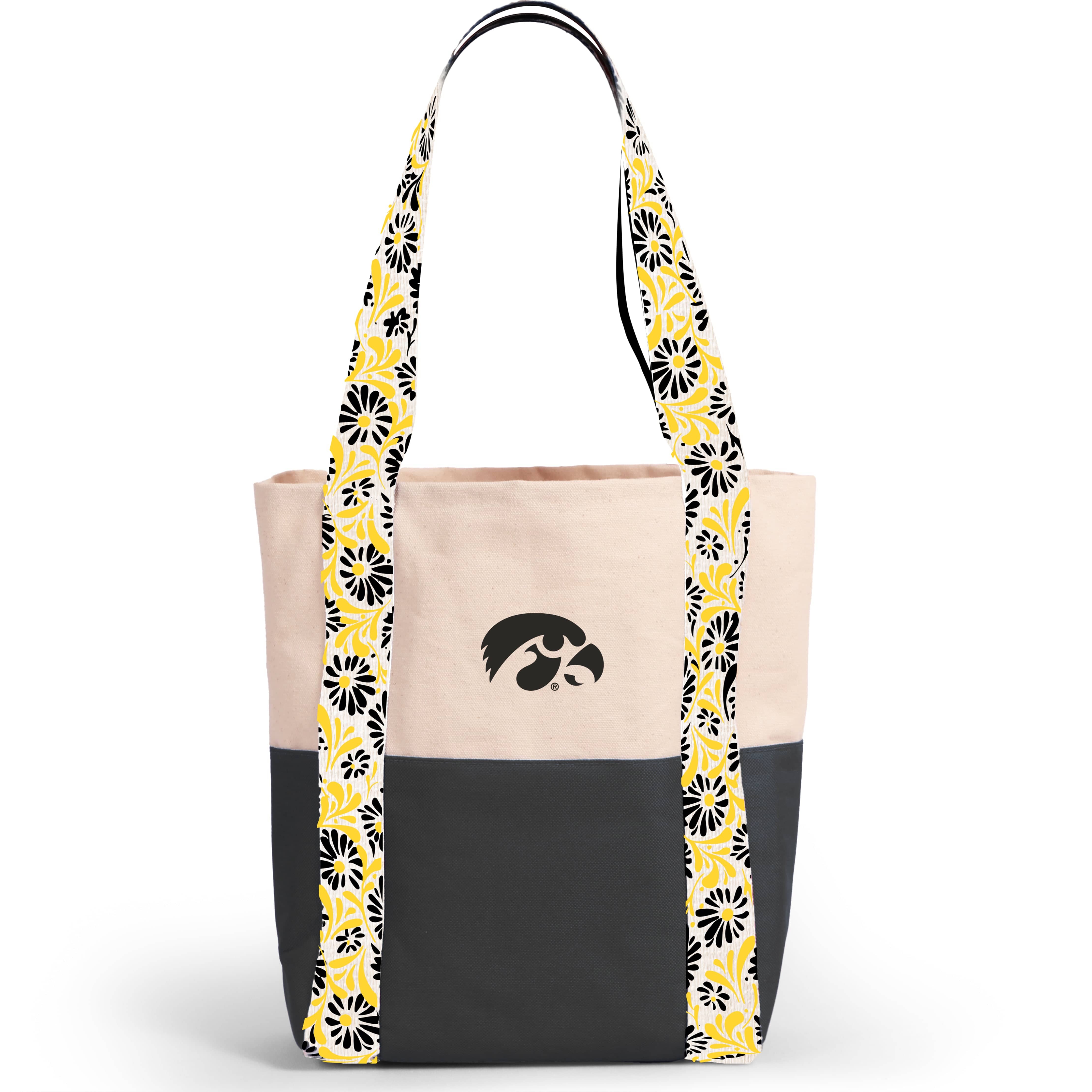 Desden Tote Bag Canvas Mini Tote with Floral Straps – Iowa Hawkeyes