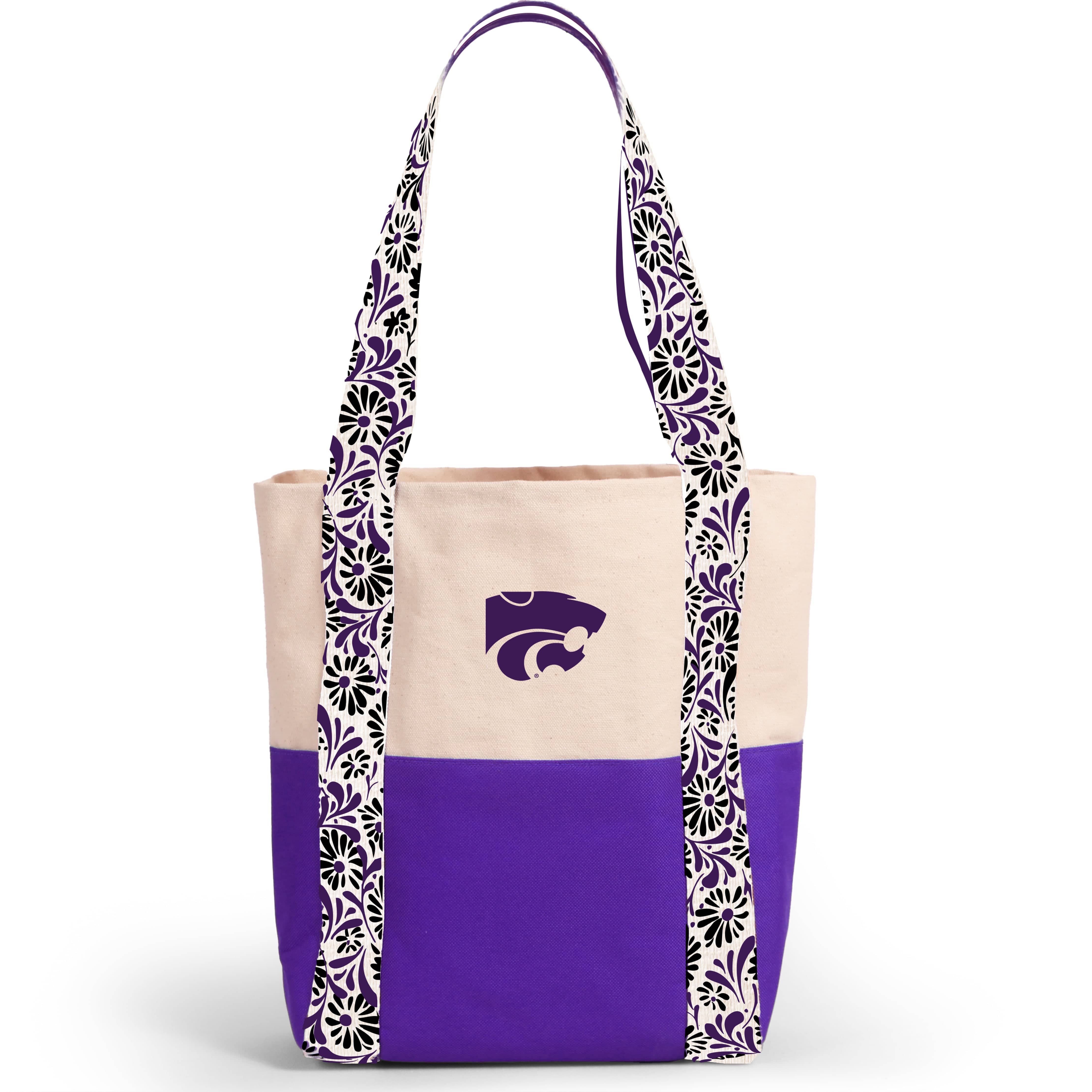 Desden Tote Bag Canvas Mini Tote with Floral Straps – Kansas State Wildcats