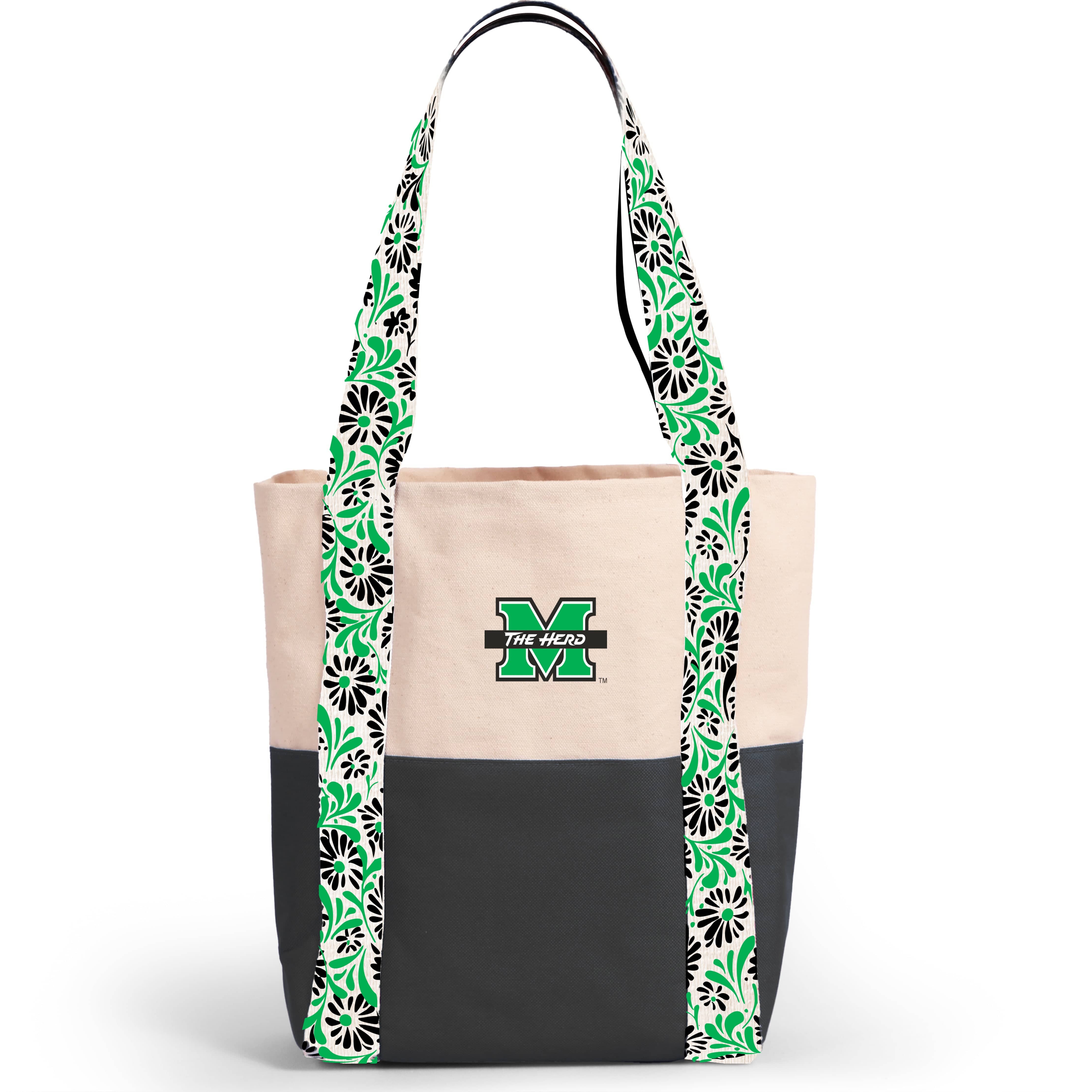 Desden Tote Bag Canvas Mini Tote with Floral Straps – Marshall Thundering Herd