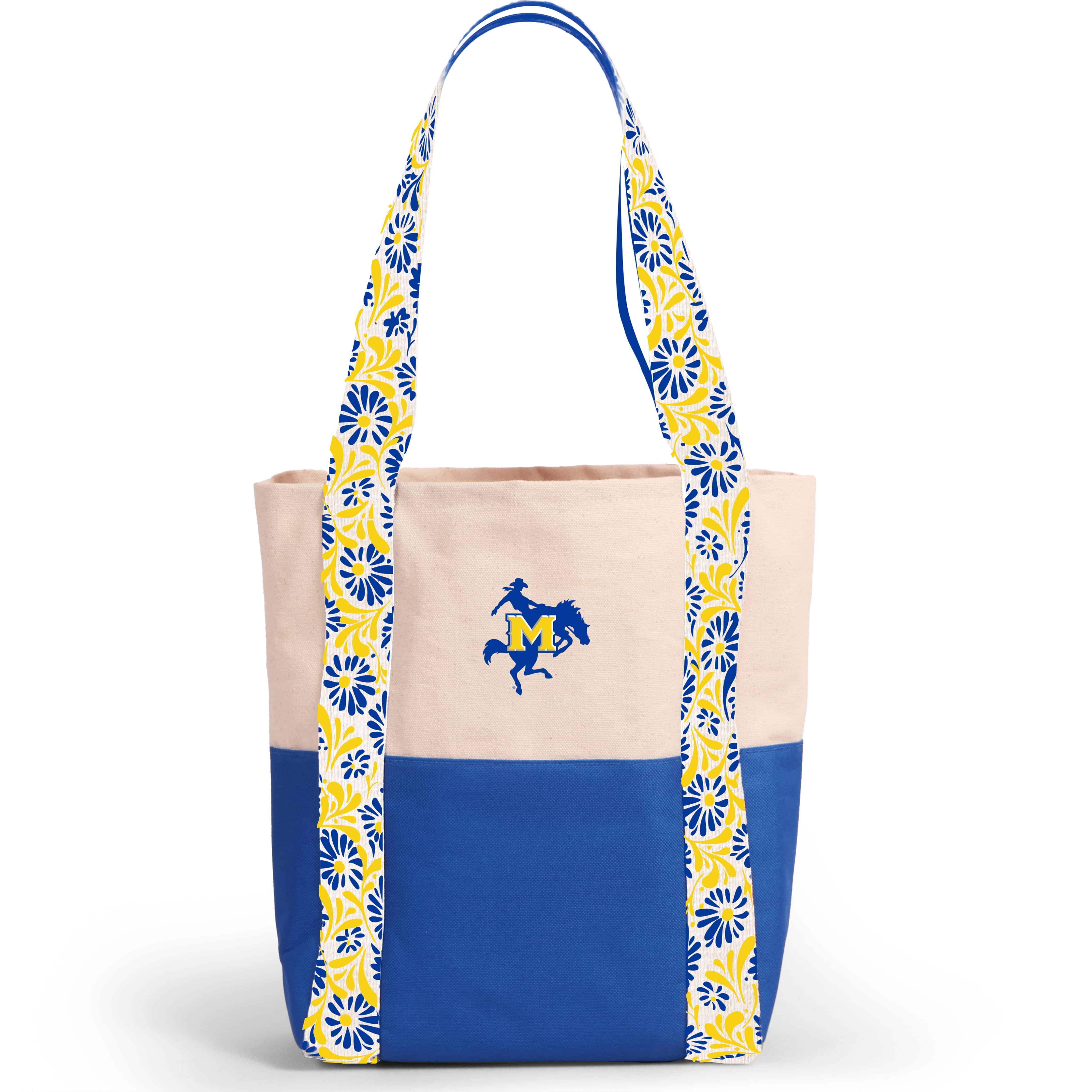 Desden Tote Bag Canvas Mini Tote with Floral Straps – McNeese State Cowboys