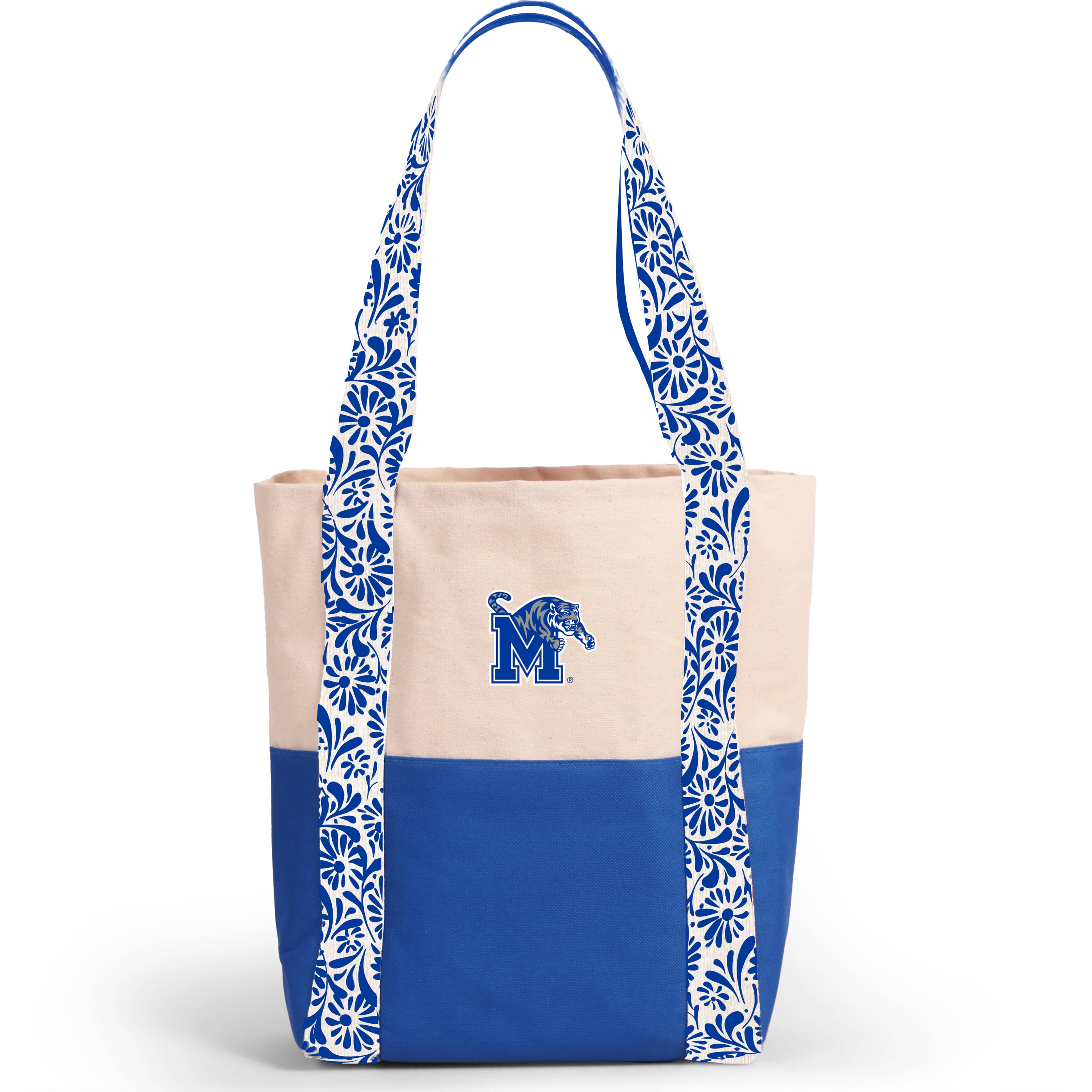 Desden Tote Bag Canvas Mini Tote with Floral Straps – Memphis Tigers