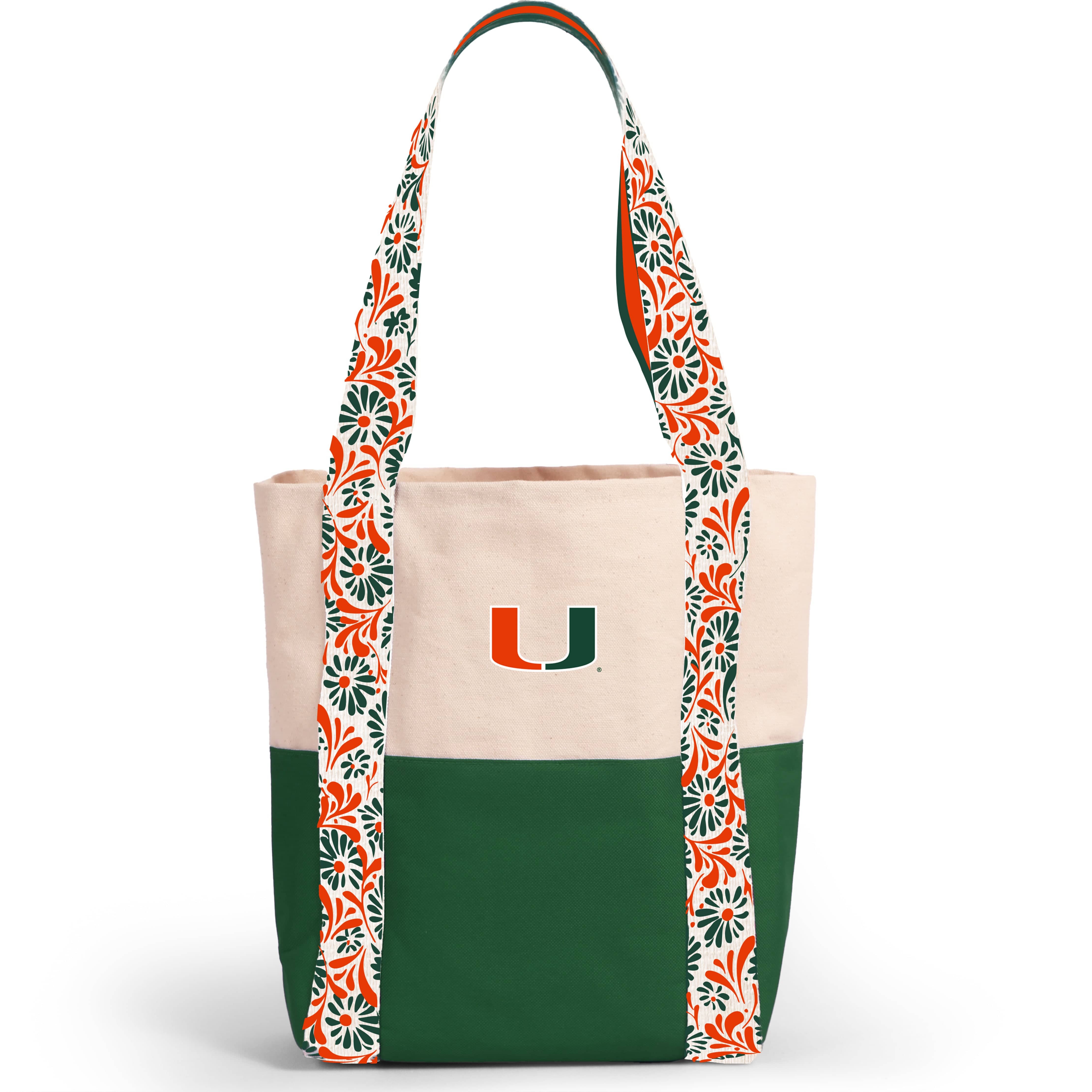 Desden Tote Bag Canvas Mini Tote with Floral Straps – Miami Hurricanes
