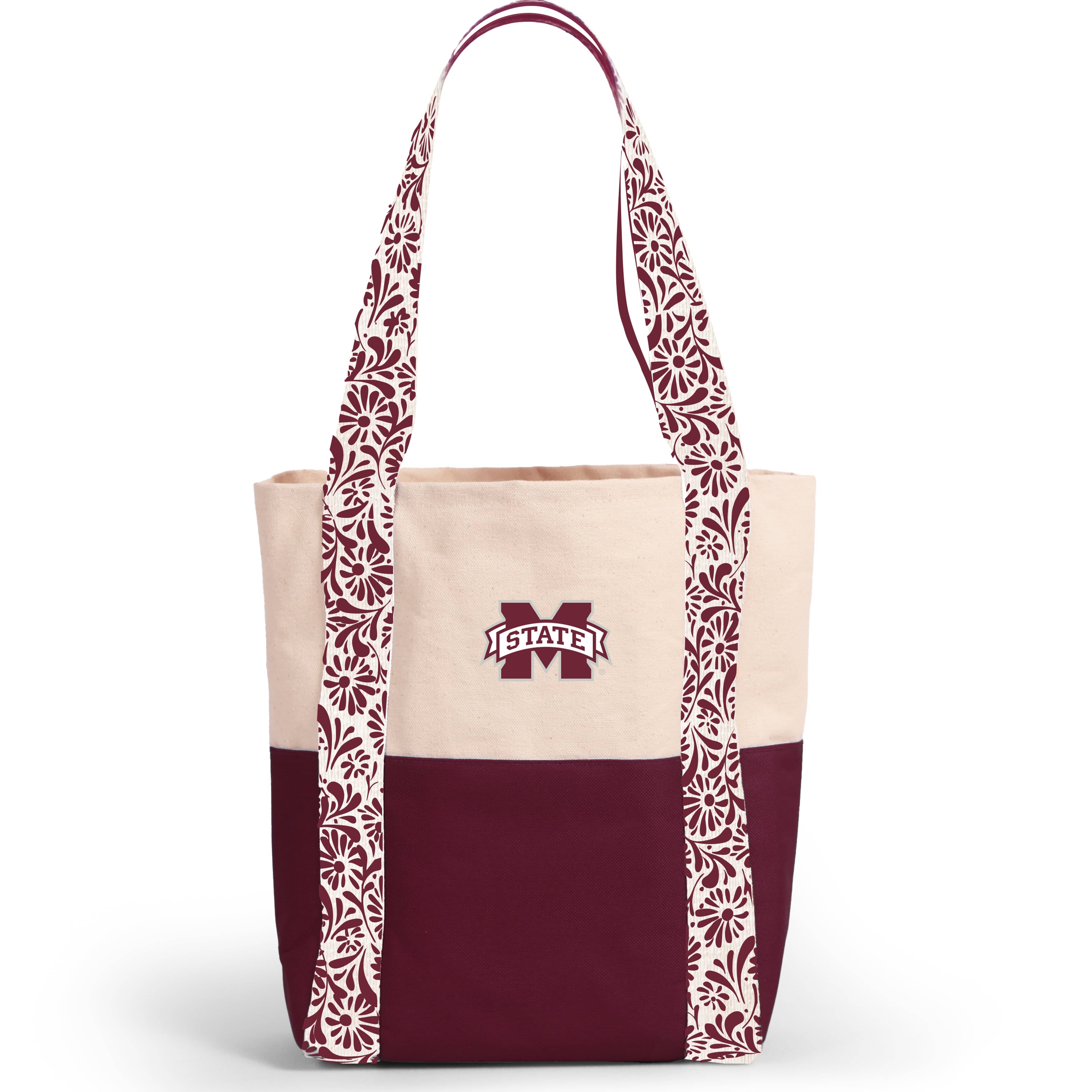 Desden Tote Bag Canvas Mini Tote with Floral Straps – Mississippi State Bulldogs
