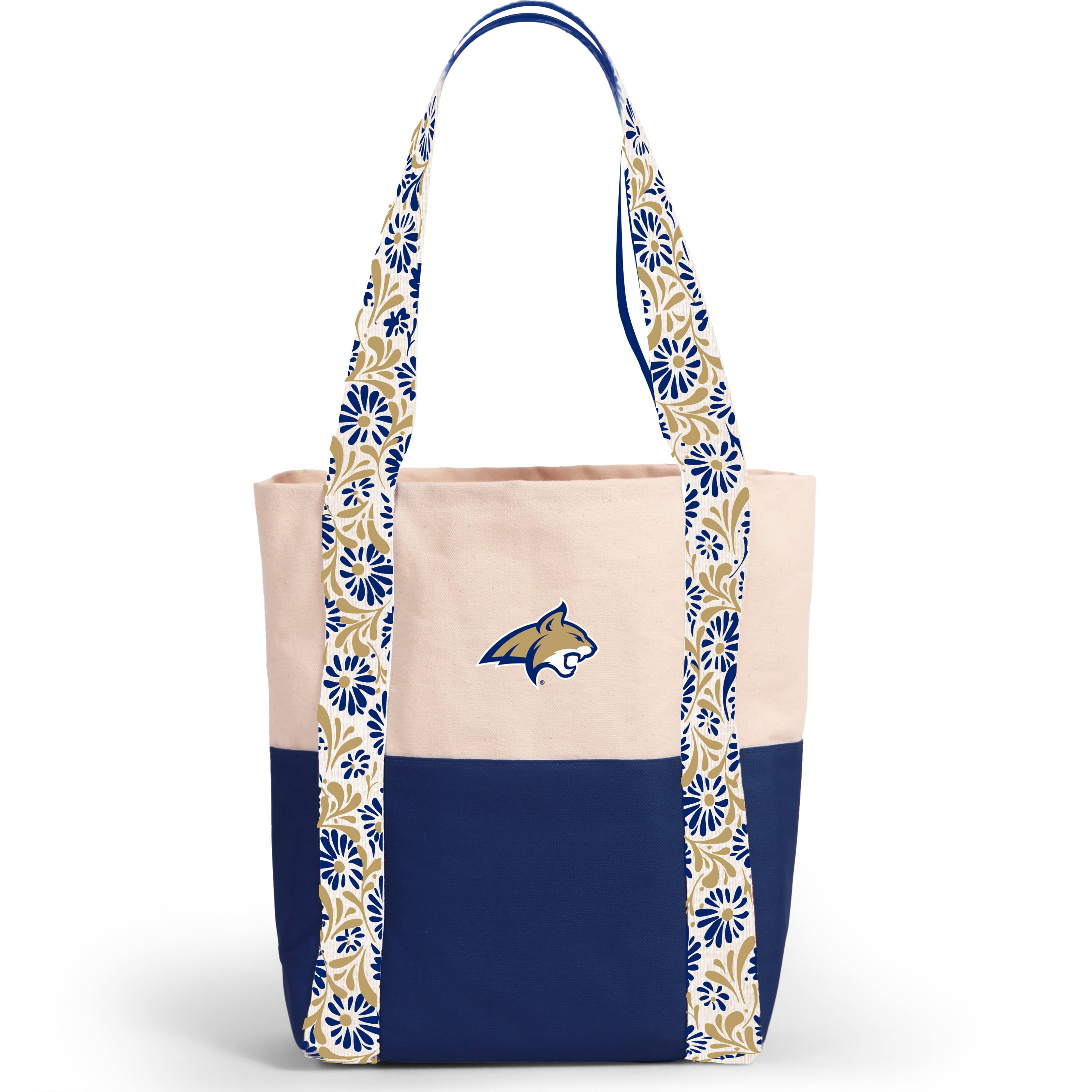 Desden Tote Bag Canvas Mini Tote with Floral Straps – Montana State Bobcats