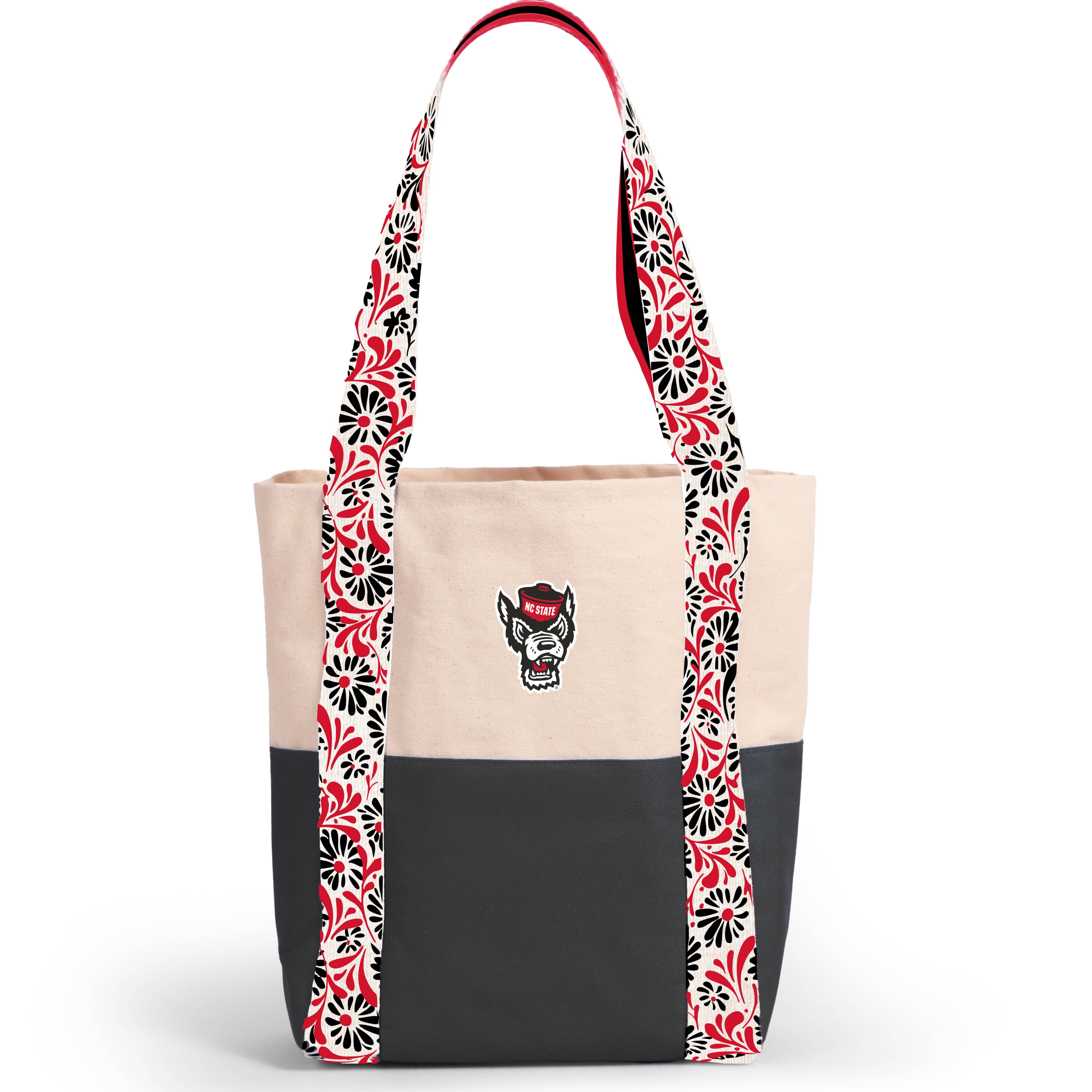 Desden Tote Bag Canvas Mini Tote with Floral Straps – NC State Wolfpack