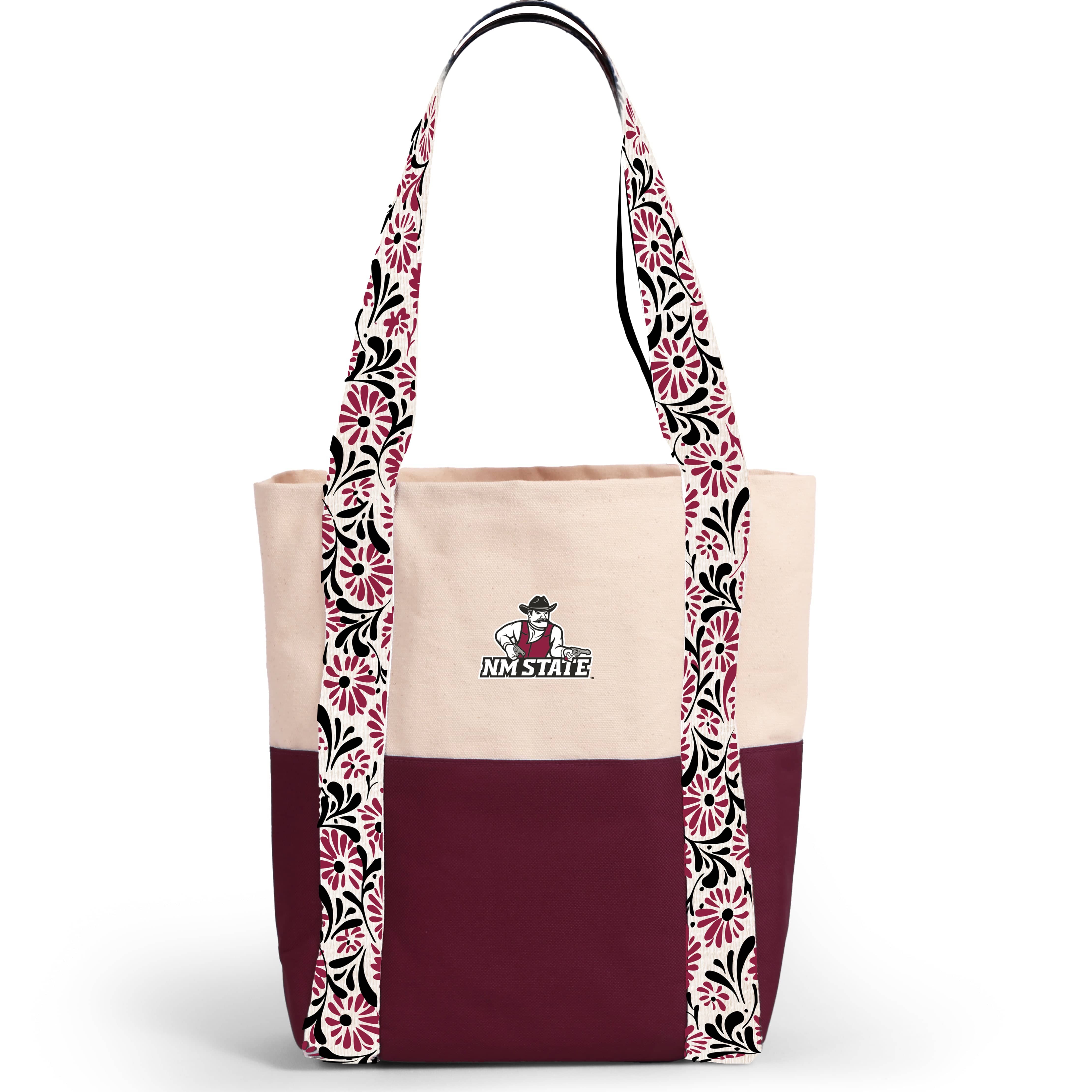 Desden Tote Bag Canvas Mini Tote with Floral Straps – New Mexico State Aggies