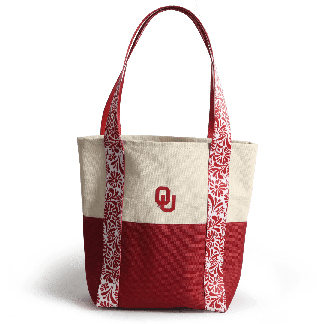 Desden Tote Bag Canvas Mini Tote with Floral Straps – Oklahoma Sooners