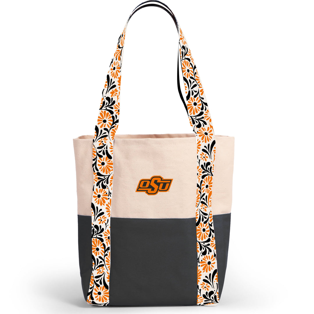Desden Tote Bag Canvas Mini Tote with Floral Straps – Oklahoma State Cowboys