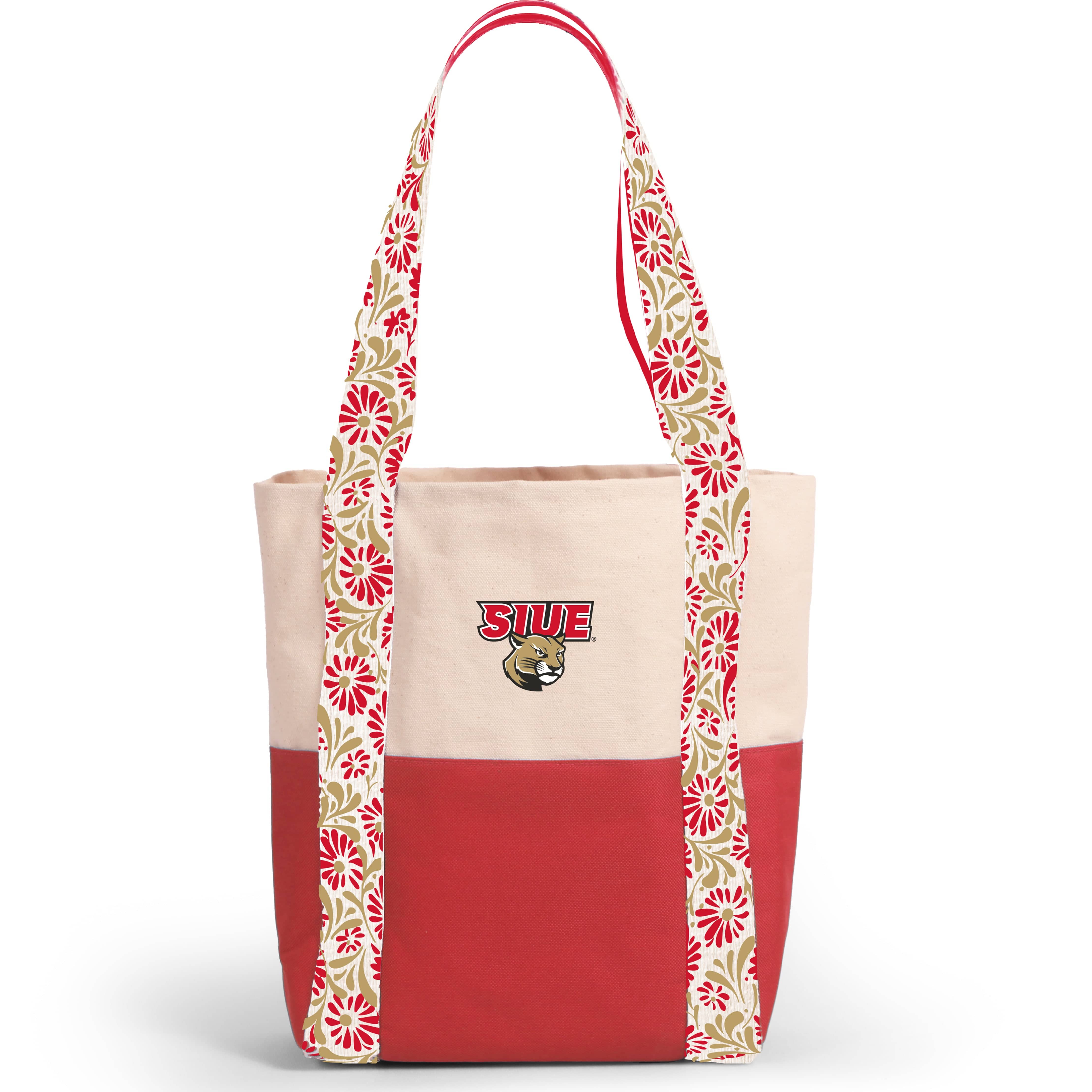 Desden Tote Bag Canvas Mini Tote with Floral Straps – Southern Illinois Edwardsville Cougars