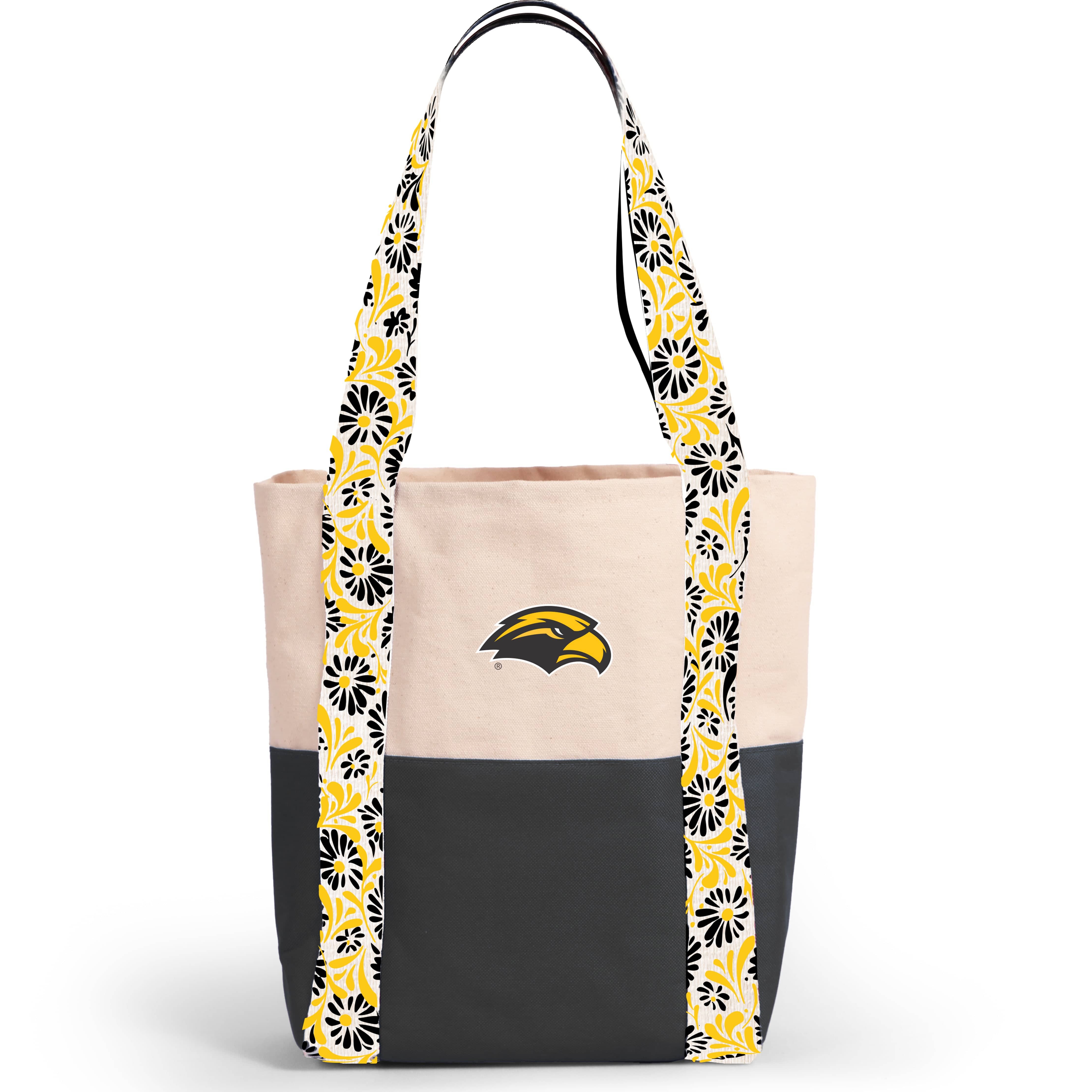 Desden Tote Bag Canvas Mini Tote with Floral Straps – Southern Miss Golden Eagles