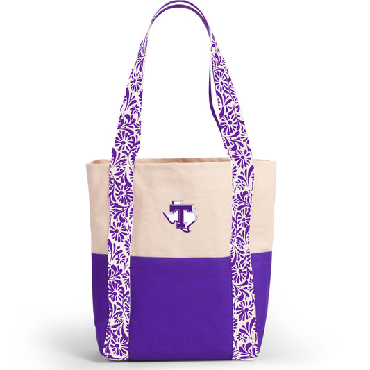 Desden Tote Bag Canvas Mini Tote with Floral Straps – Tarleton State Texans