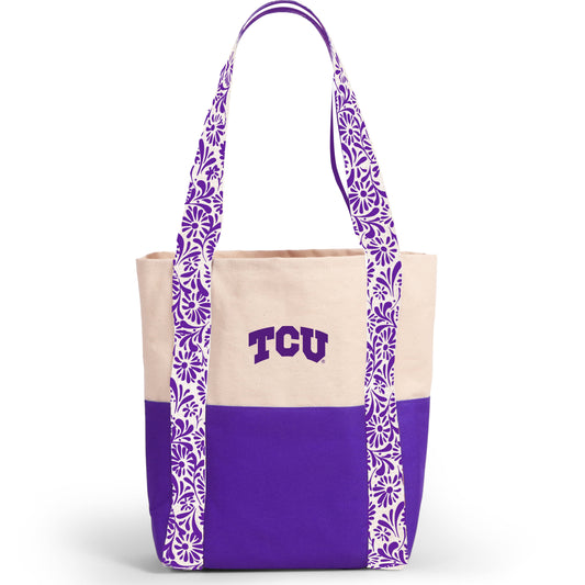 Desden Tote Bag Canvas Mini Tote with Floral Straps – TCU Horned Frogs