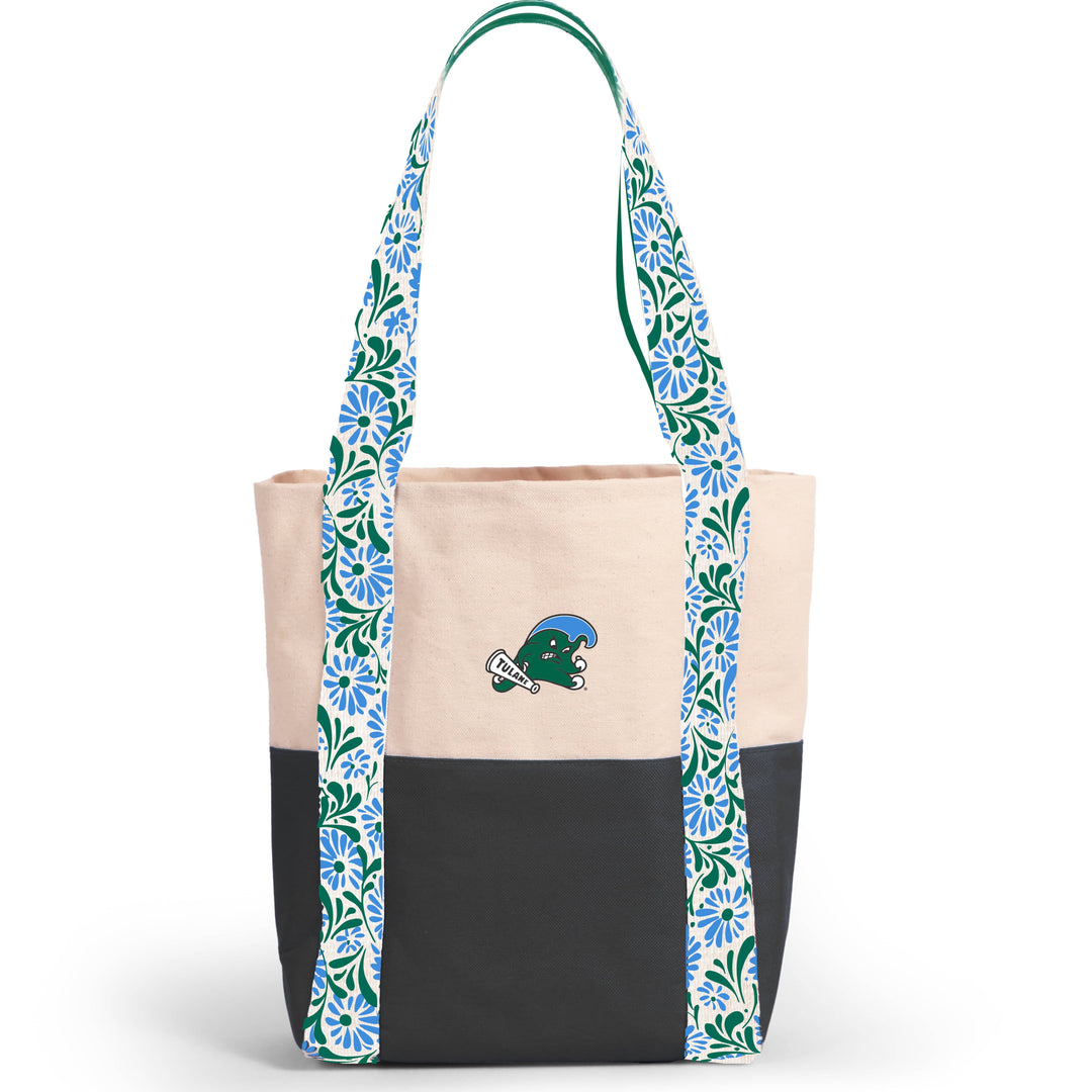 Desden Tote Bag Canvas Mini Tote with Floral Straps – Tulane Green Wave