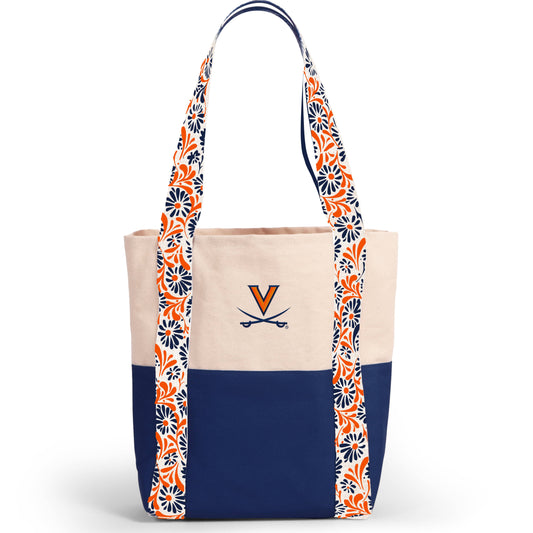 Desden Tote Bag Canvas Mini Tote with Floral Straps – Virginia Cavaliers