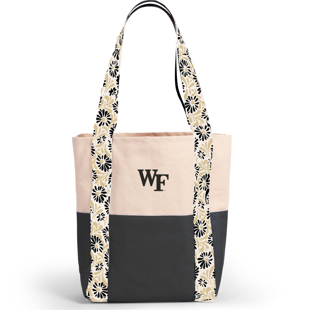 Desden Tote Bag Canvas Mini Tote with Floral Straps – Wake Forest Demon Deacons